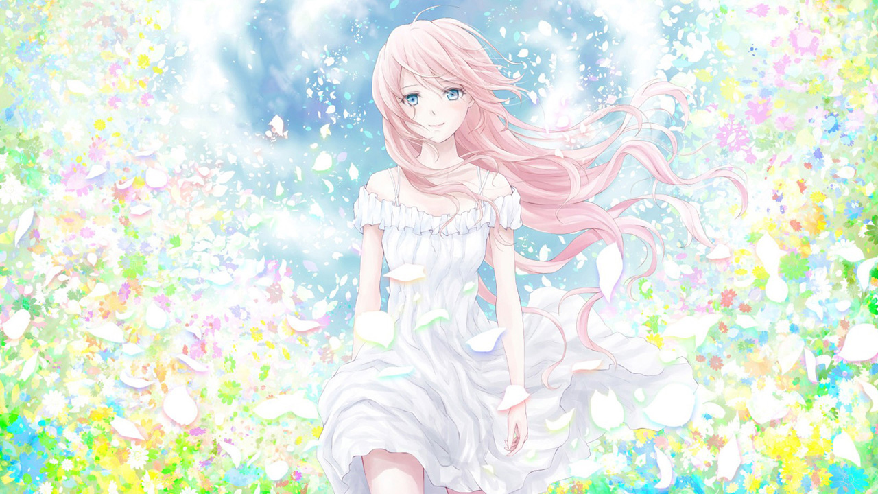 Fata dai capelli rosa tra fiori, 1280x720 720p, PC