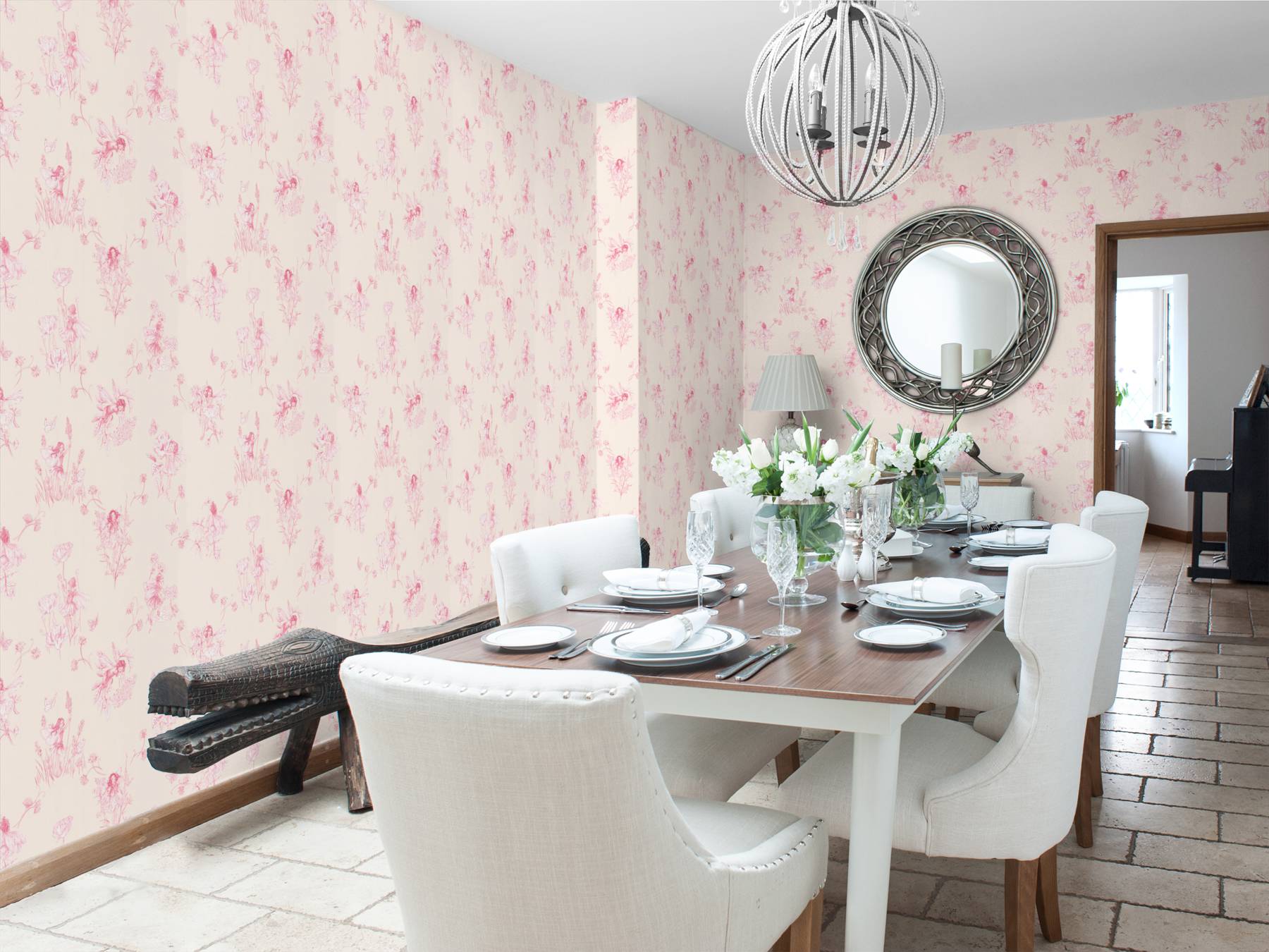 Sala da pranzo carta parati floreale rosa, 1800x1350 900p, PC