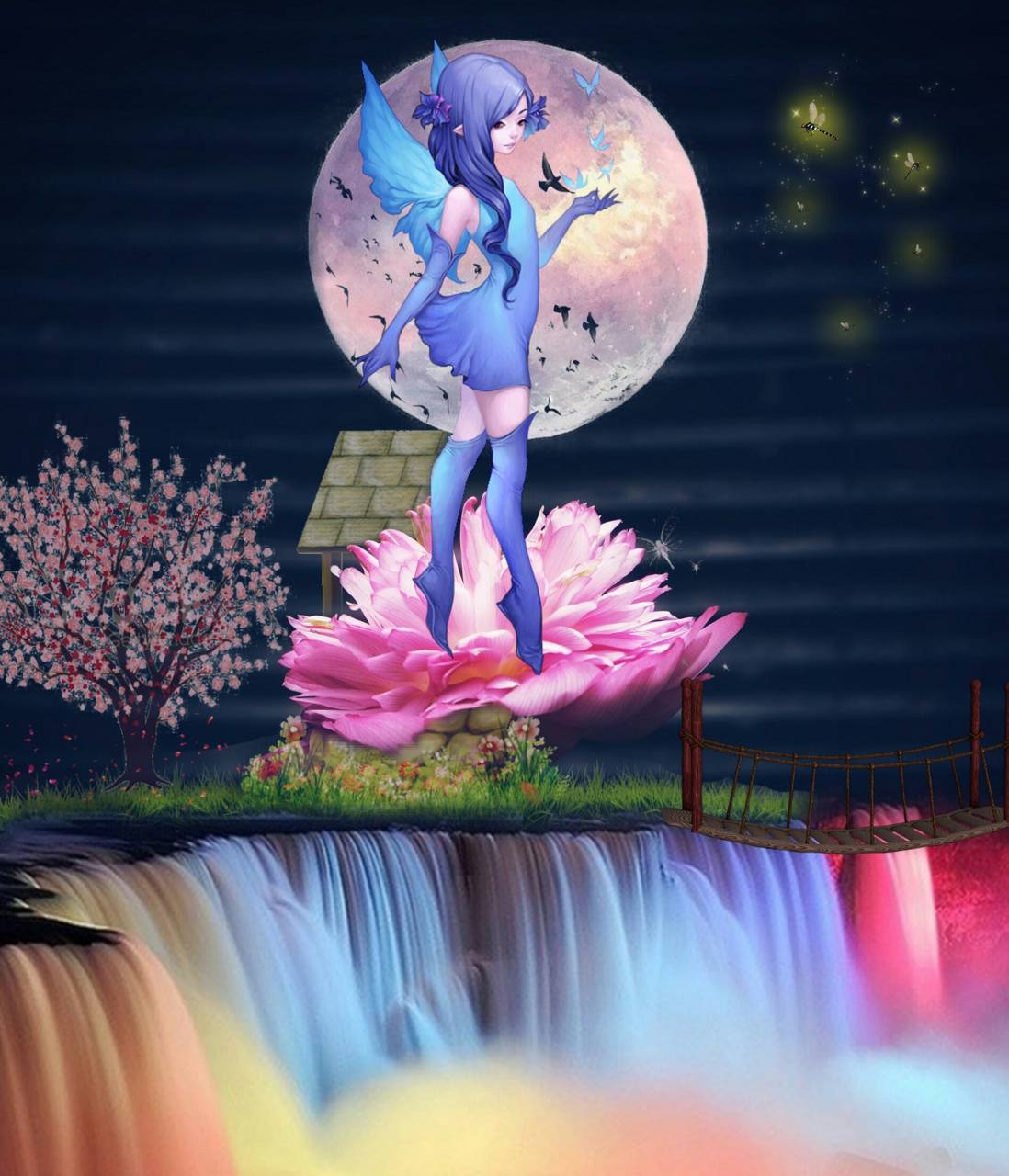 Fata dei fiori sulla luna, 1098x1280 Verticale, Telefono