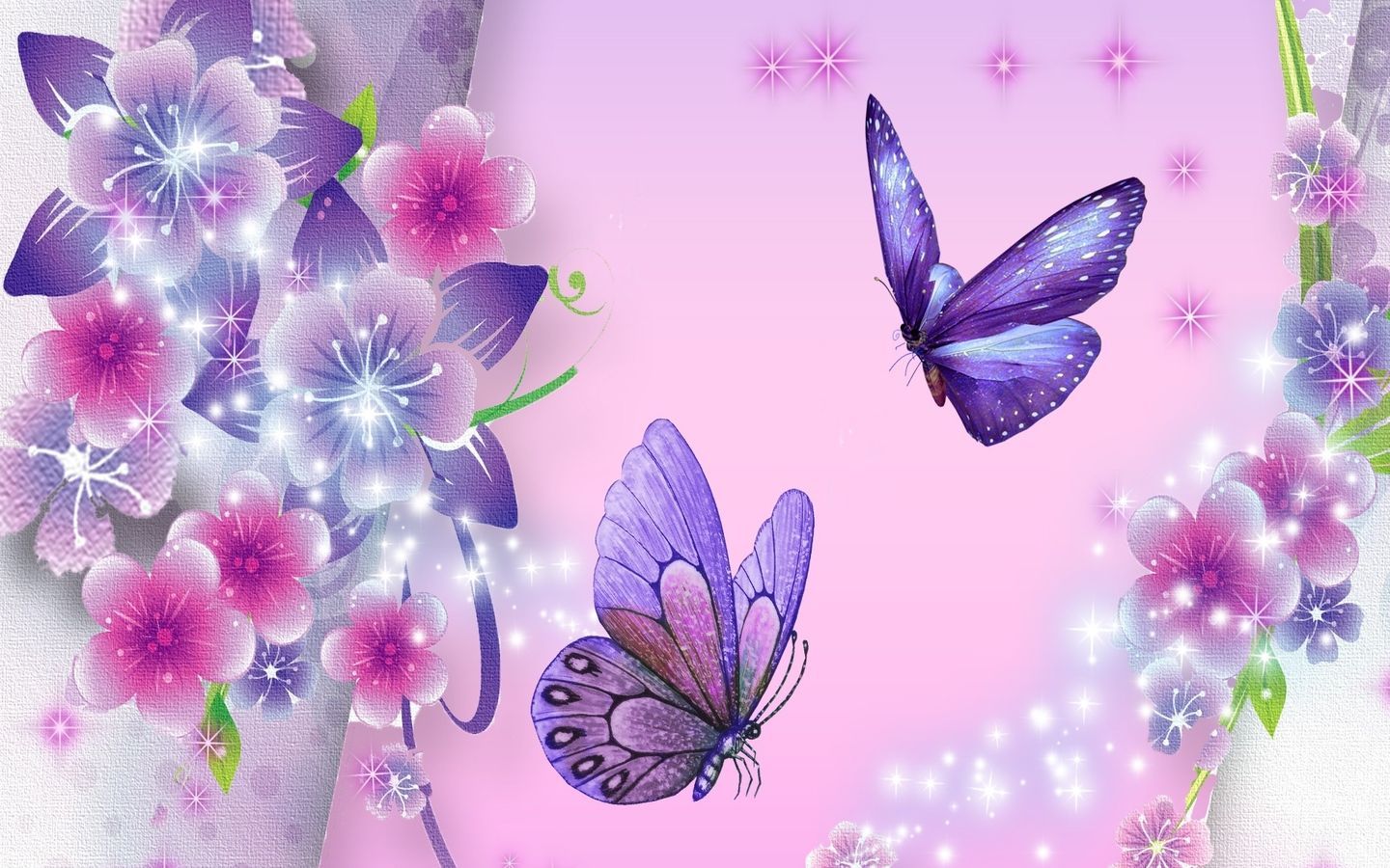 Farfalle viola e fiori, 1440x900 HD, Desktop