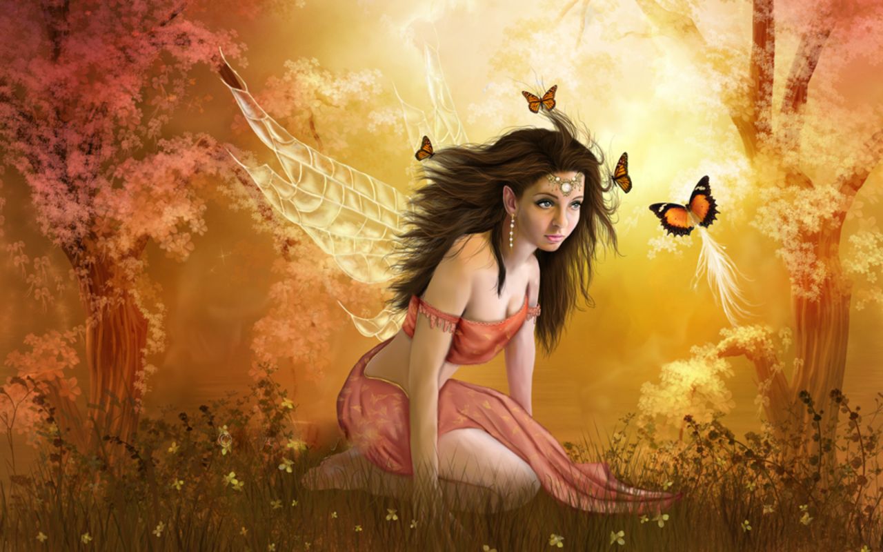 Fata con farfalle nel bosco, 1280x800 HD, ROG Asus Laptop