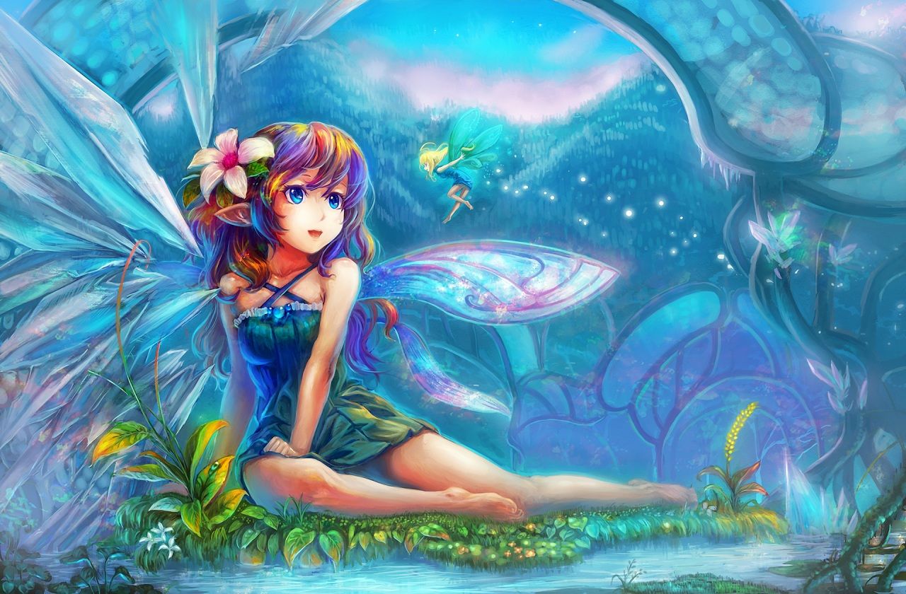Fata con ali blu farfalla, 1280x840 HD, Desktop