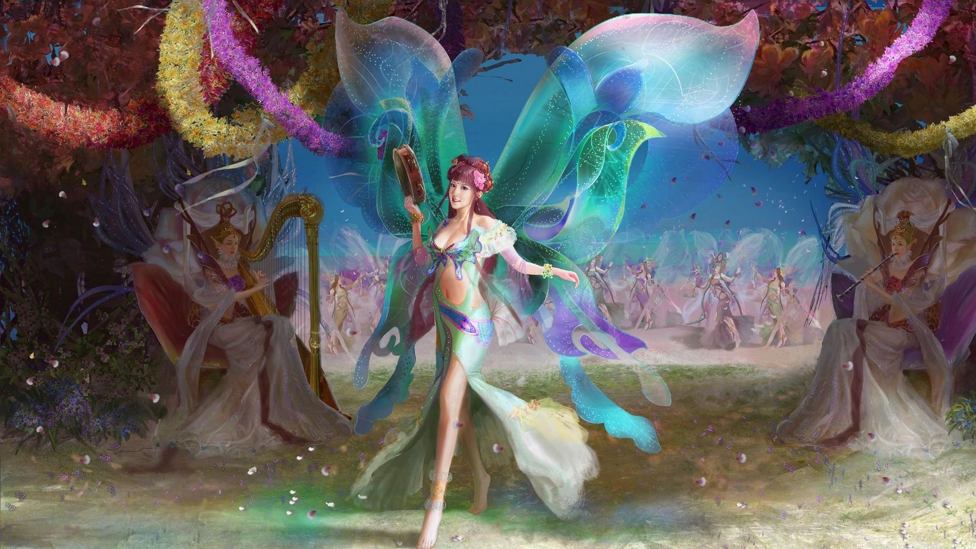 Fata con ali colorate, 1920x1080 Full HD 1080p, Desktop