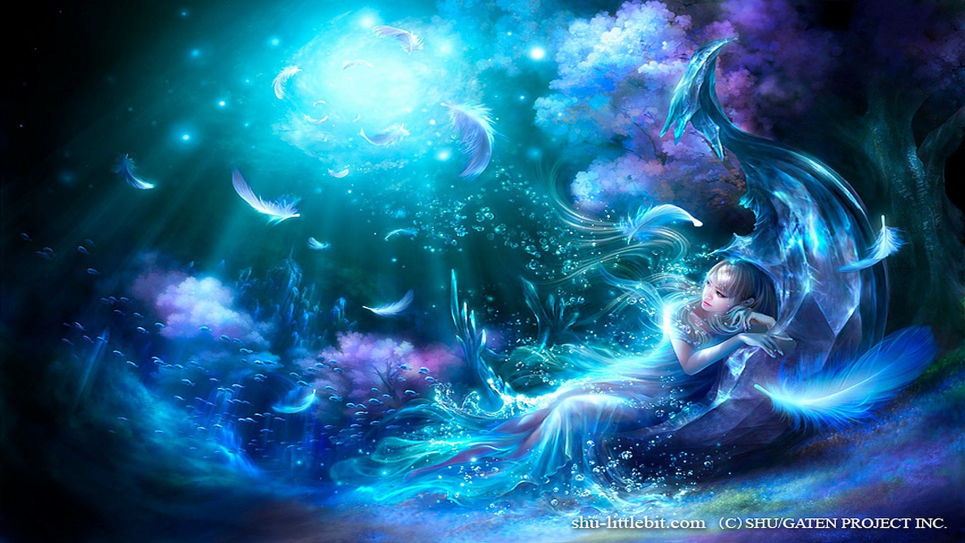 Fata alata sfondo blu fantasy, 1920x1080 Full HD 1080p, PC