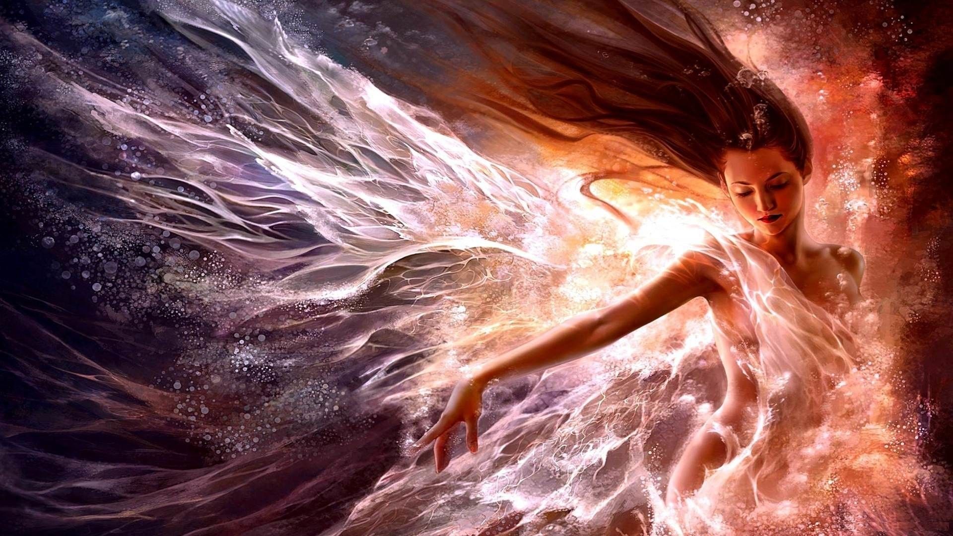 Fata nell'acqua cosmica, 1920x1080 Full HD 1080p, PC Desktop