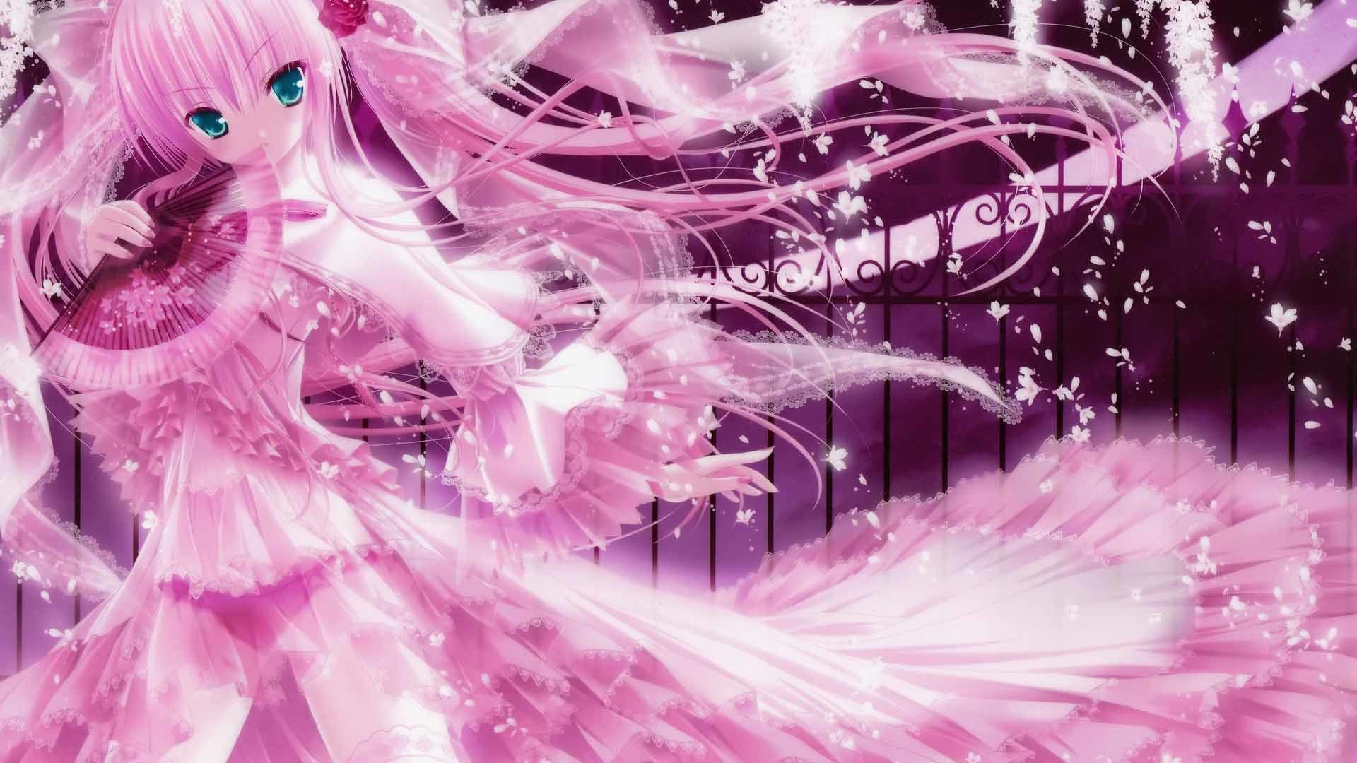 Fata anime capelli rosa, 1920x1080 Full HD, Laptop