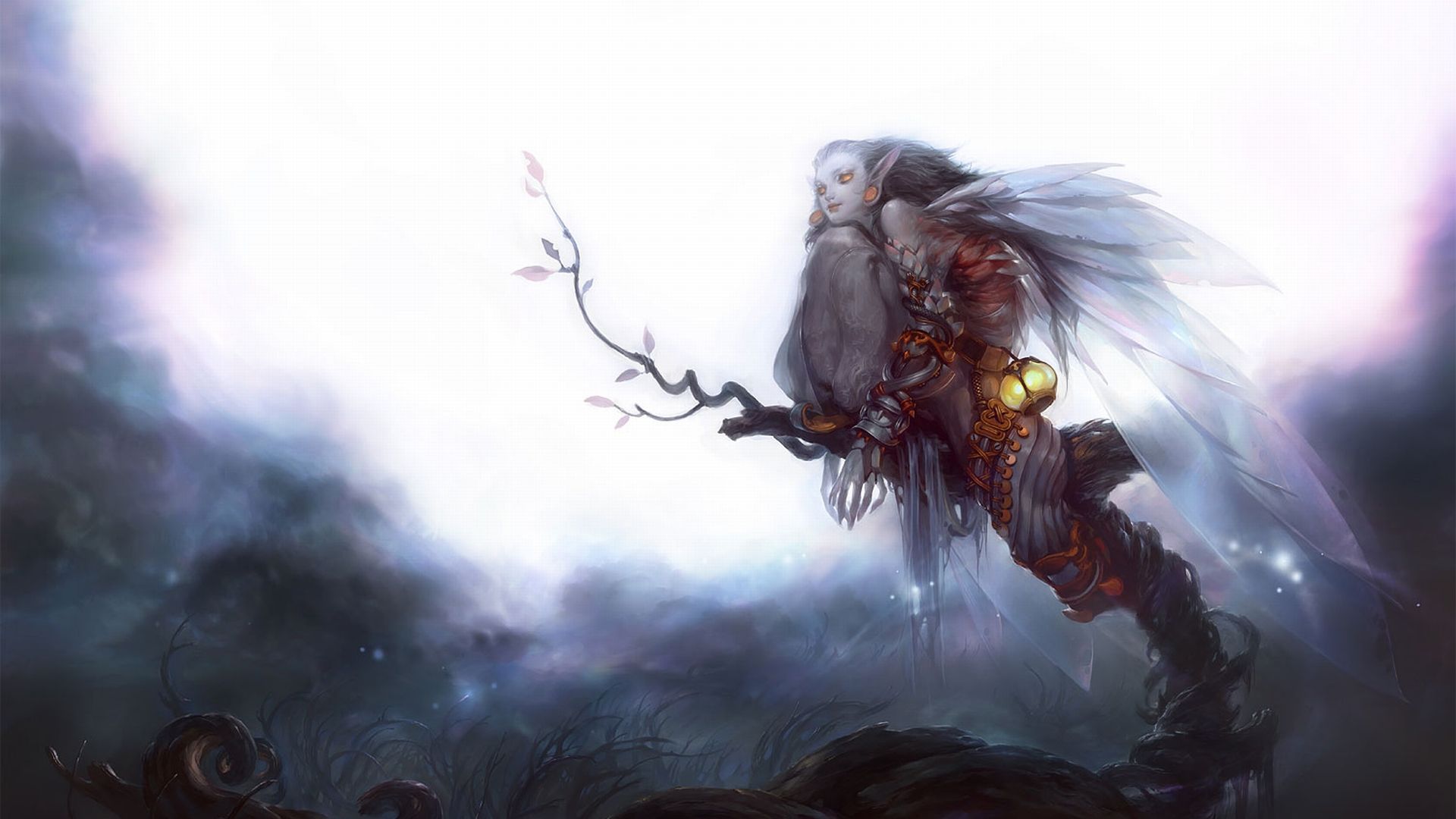 Creatura alata fantasy, ali bianche, 1920x1080 1080p, PC