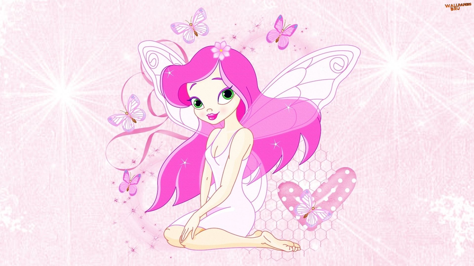 Fata rosa con farfalle, 1920x1080 1080p, Laptop