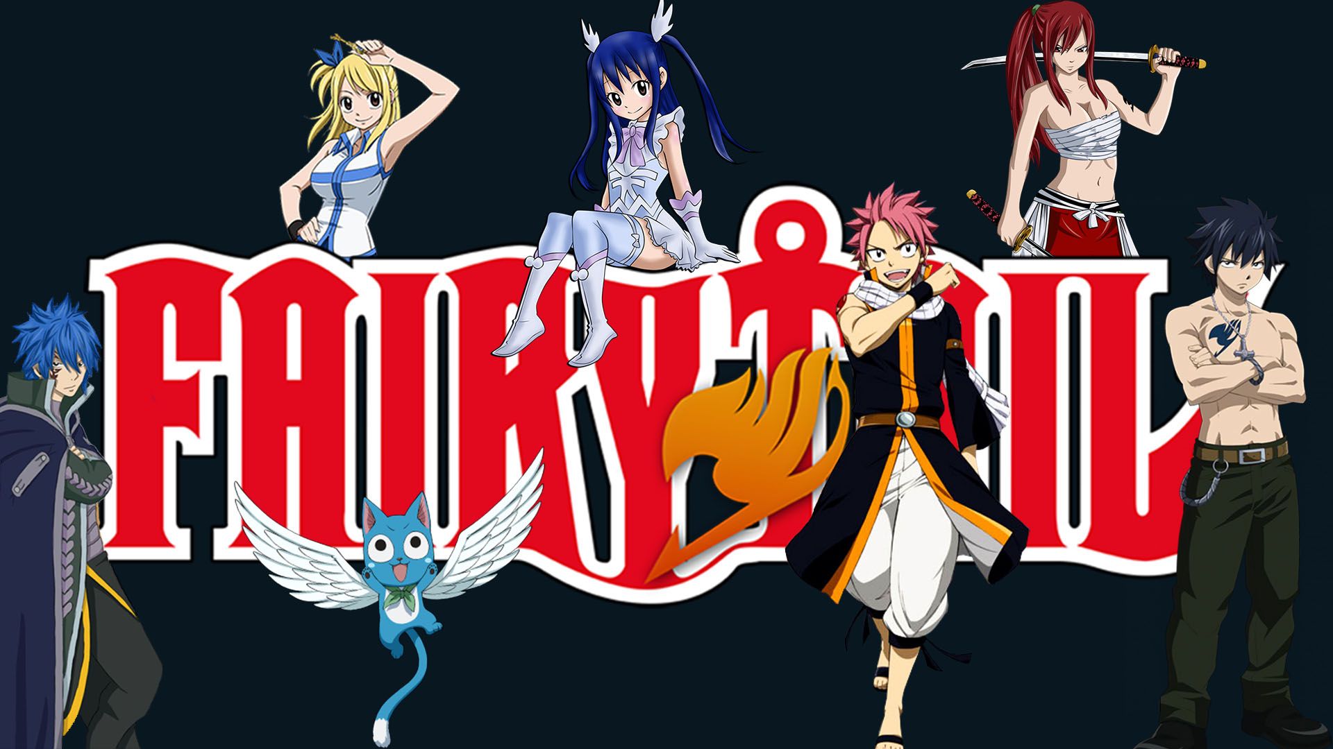Personaggi Fairy Tail sfondo nero, 1920x1080 Full HD, PC Desktop
