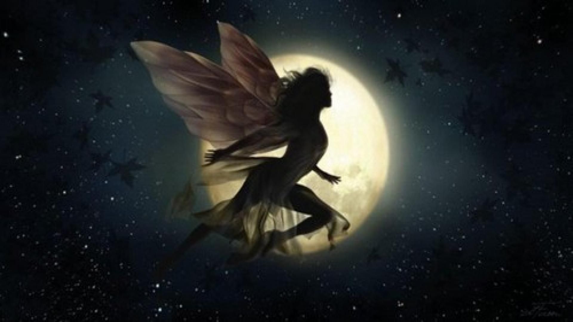 Fata silhouette davanti alla luna, 1920x1080 1080p, PC Desktop