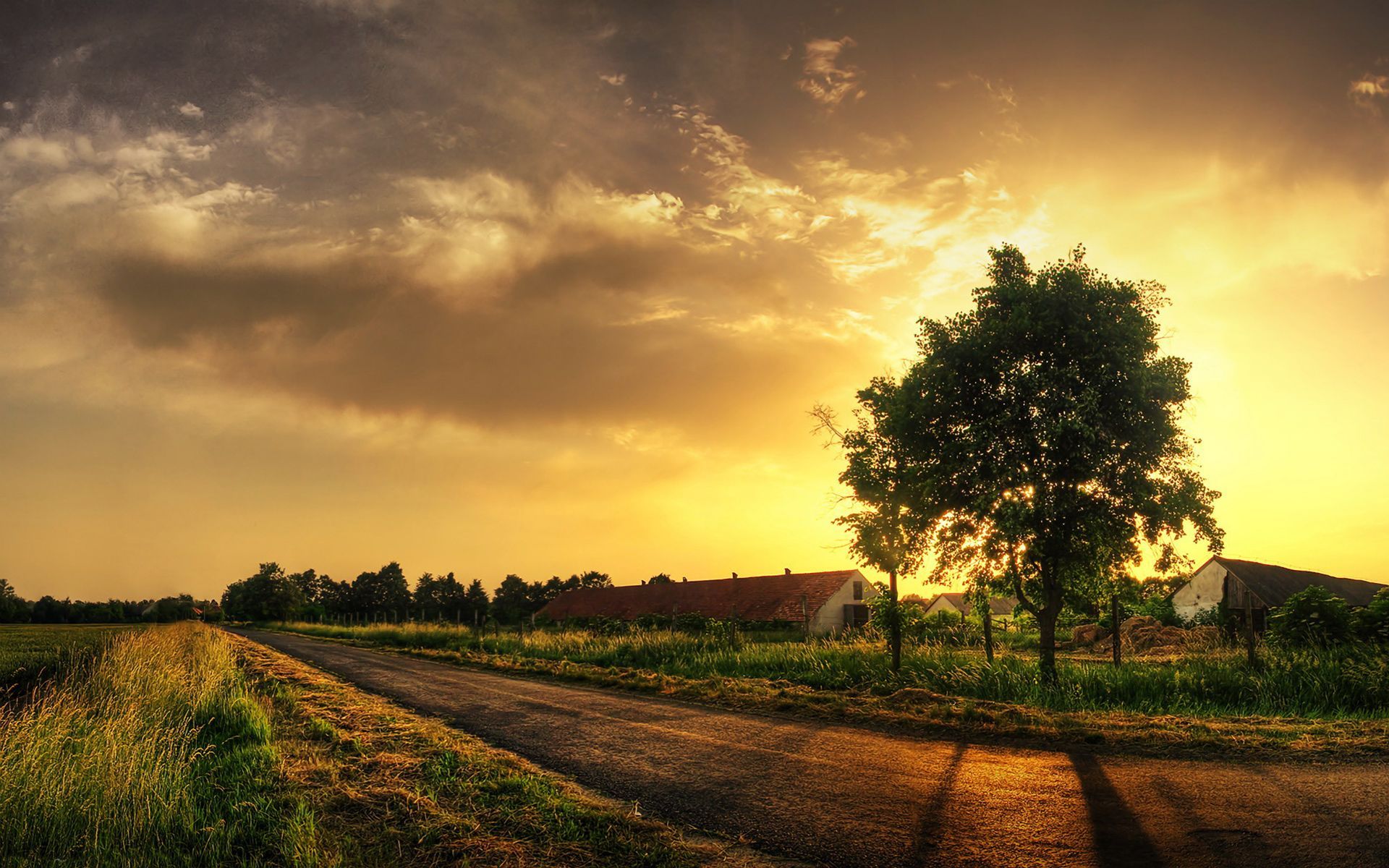 Paesaggio rurale al tramonto, 1920x1200 Full HD+, iMac