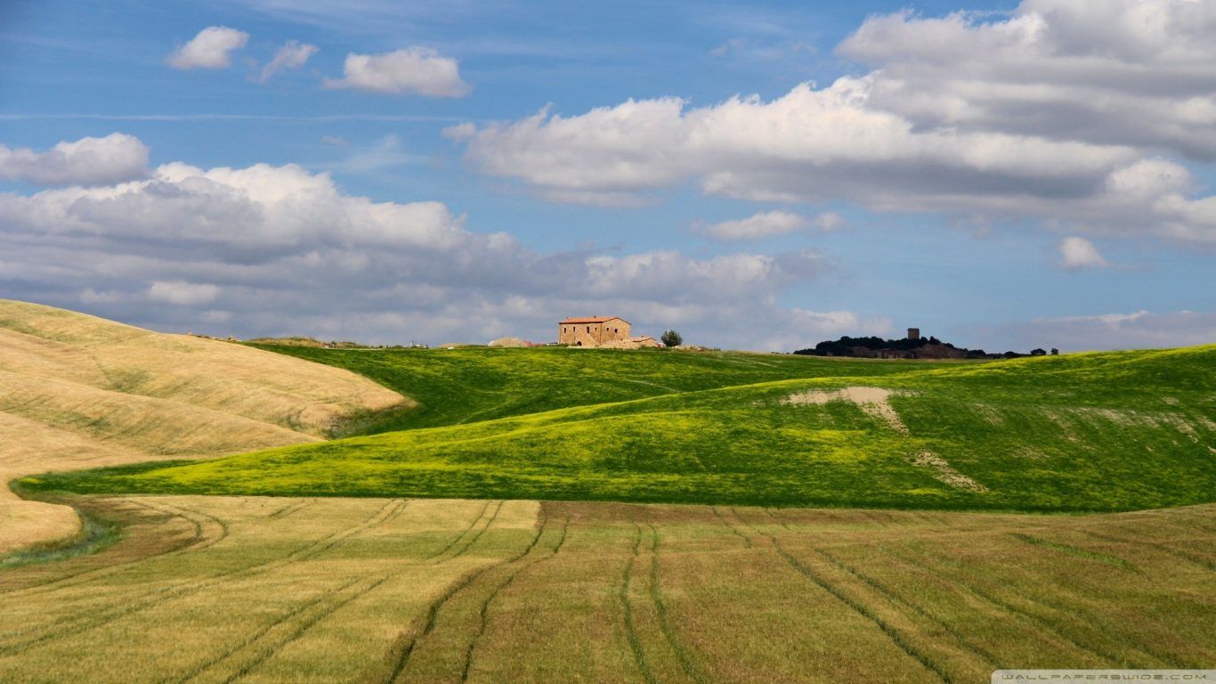 Casale toscano tra colline verdi, 1366x768 720p, PC