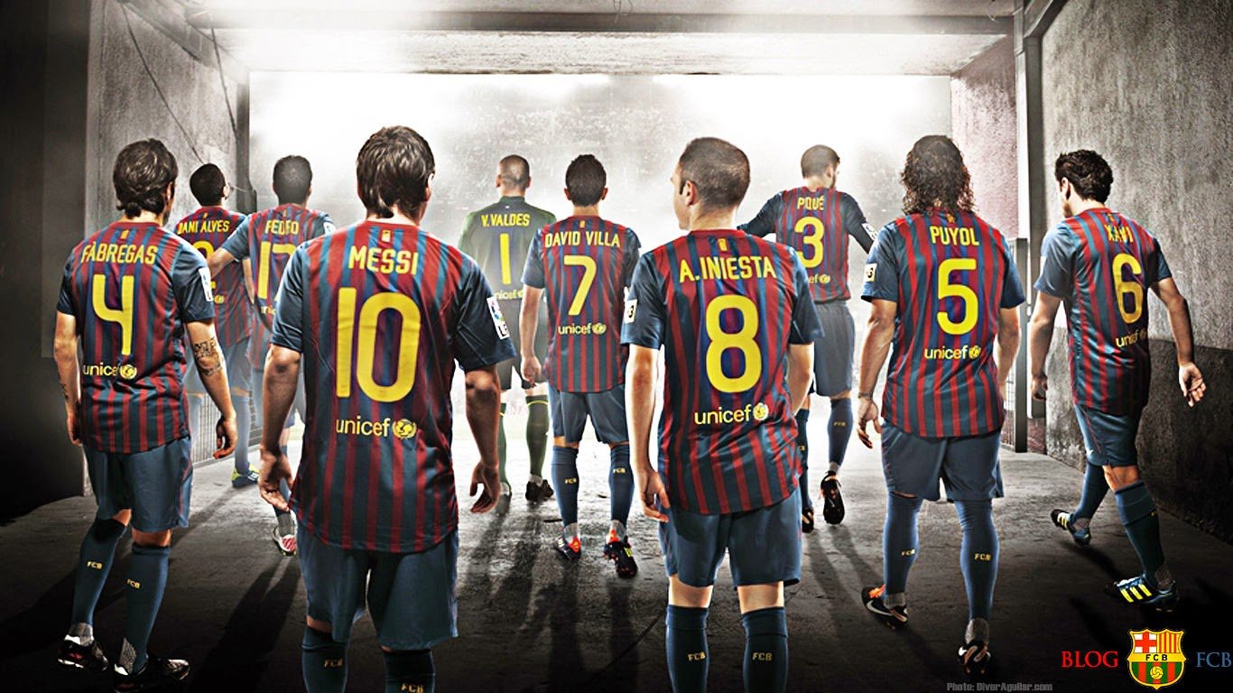 Giocatori FC Barcelona tunnel, 1366x768 720p, PC