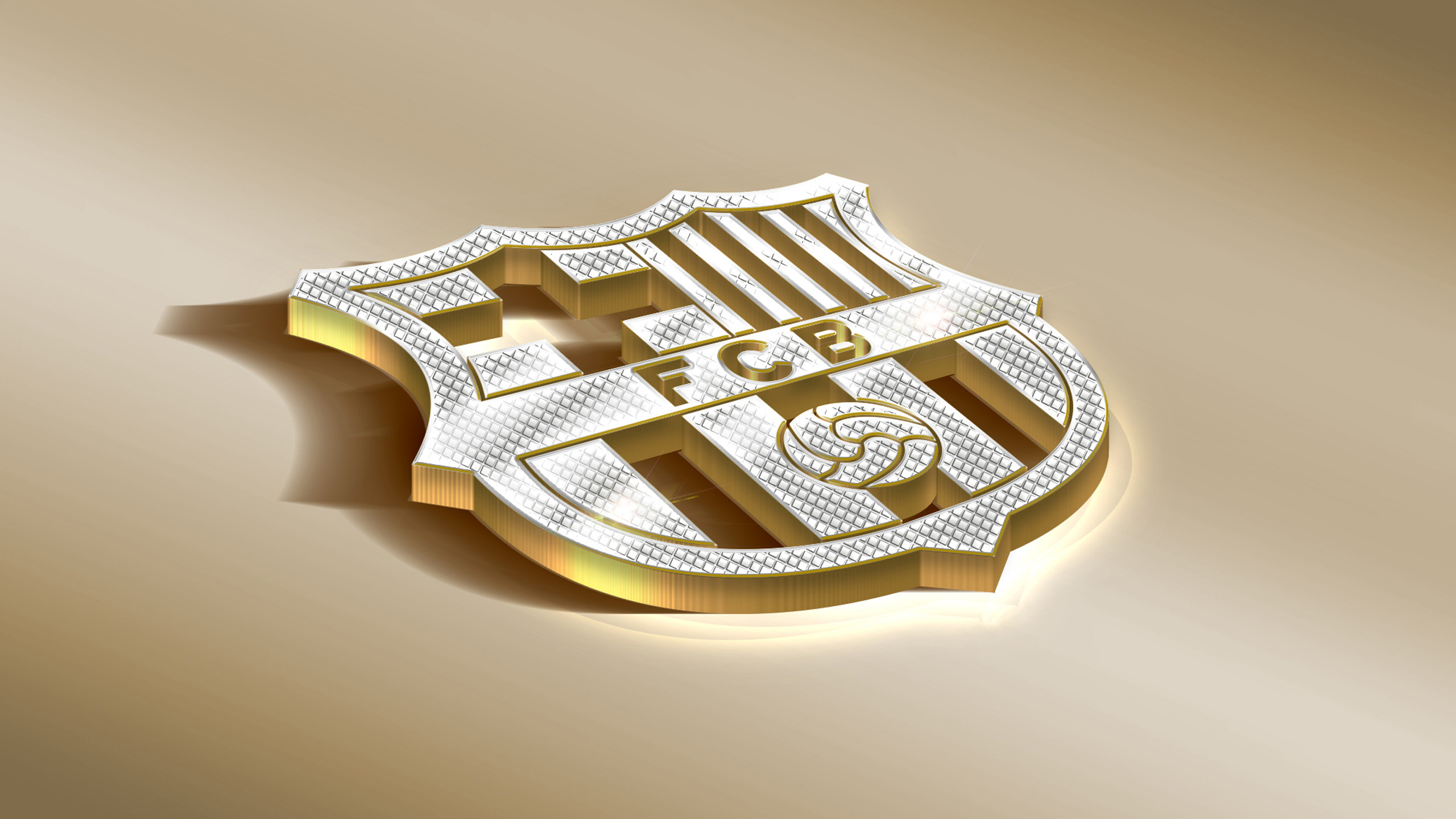 Logo FC Barcelona dorato 3D, 2560x1440 QHD, PC