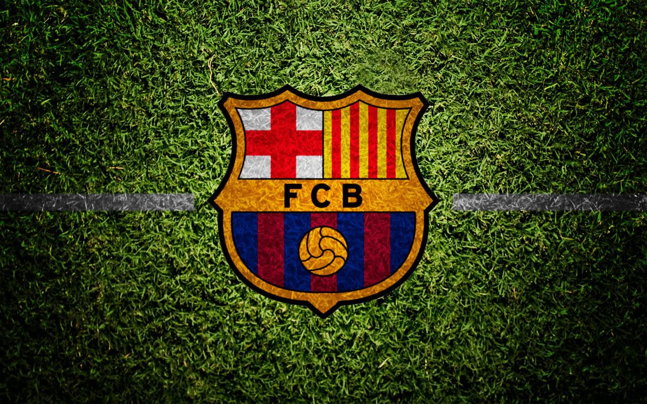 Logo FC Barcelona su erba, 1280x800 720p, Monitor Gaming