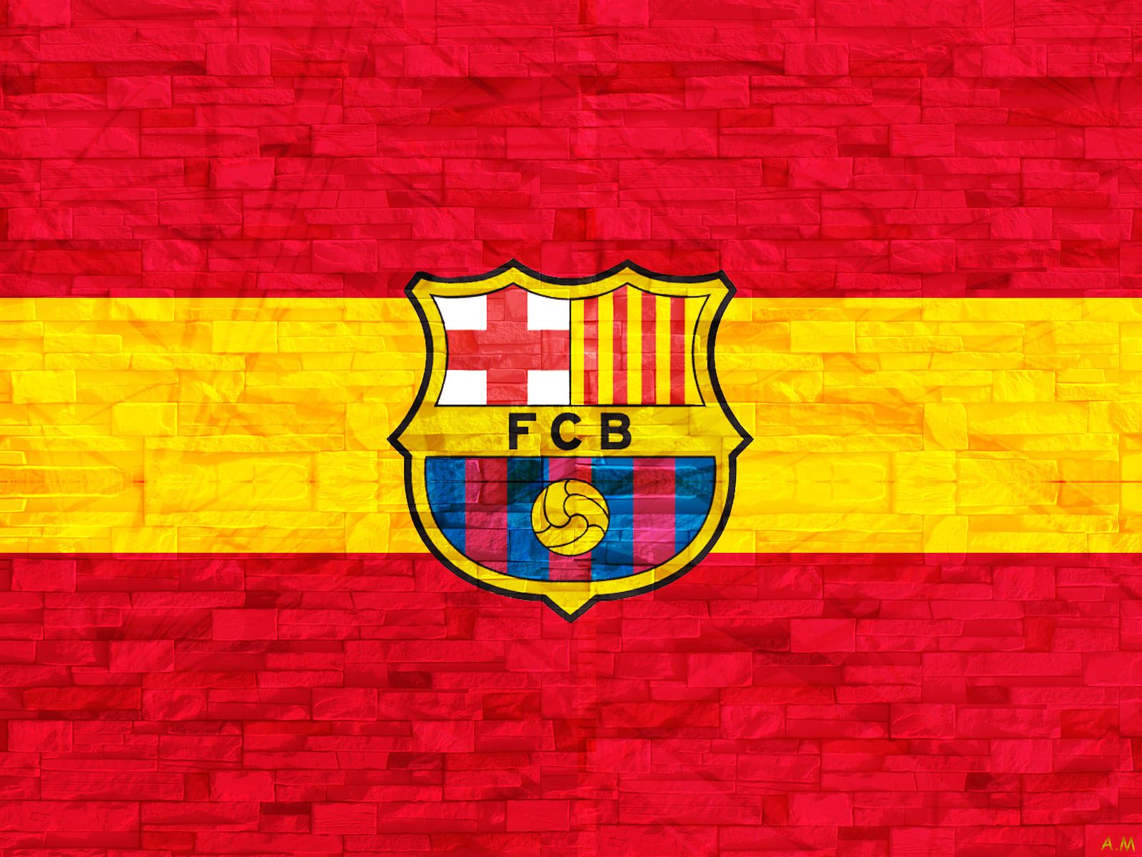 Logo FC Barcelona sfondo rosso, 1600x900 HD Ready, Desktop