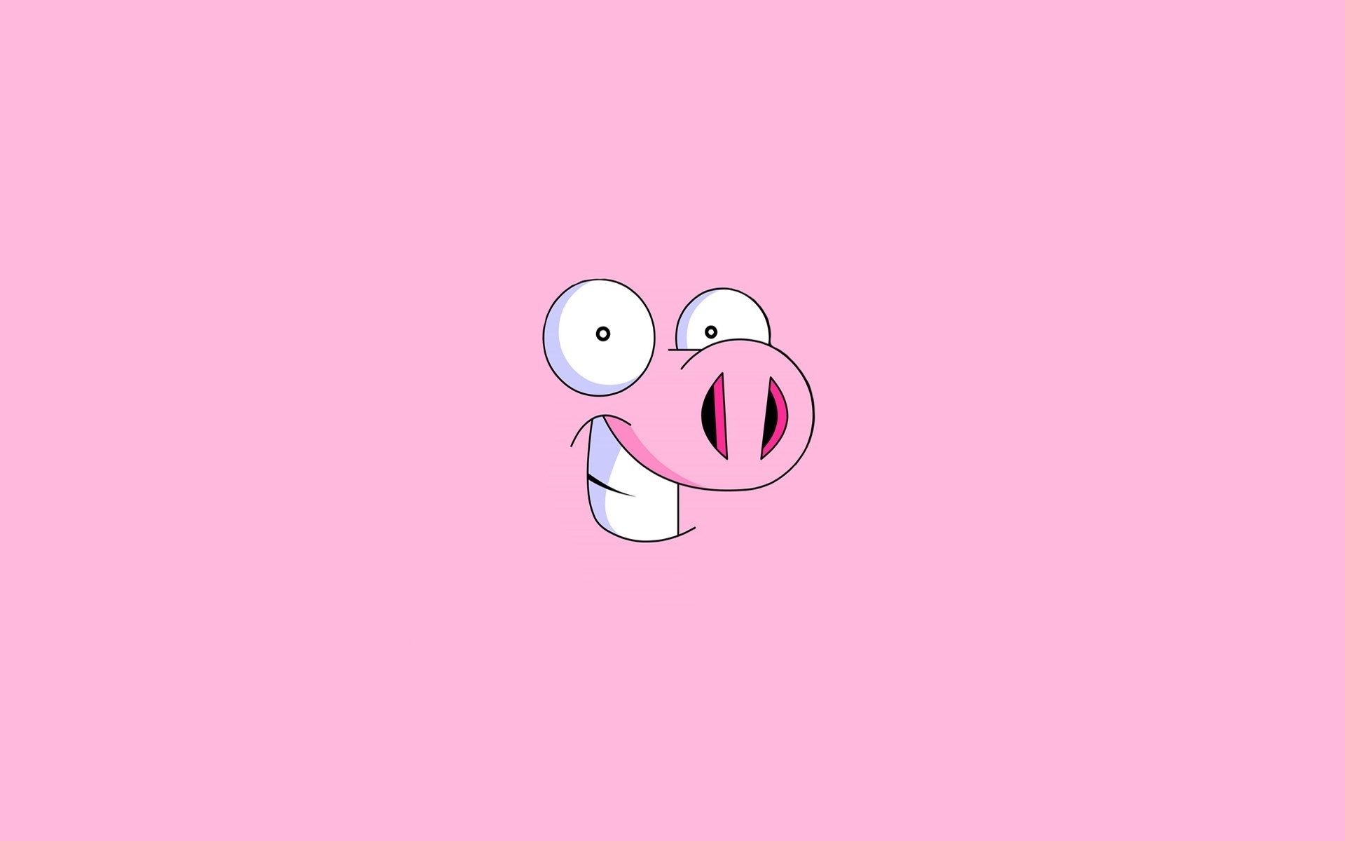 Maialino rosa sorridente minimal, 1920x1200 Full HD+, Monitor Gaming