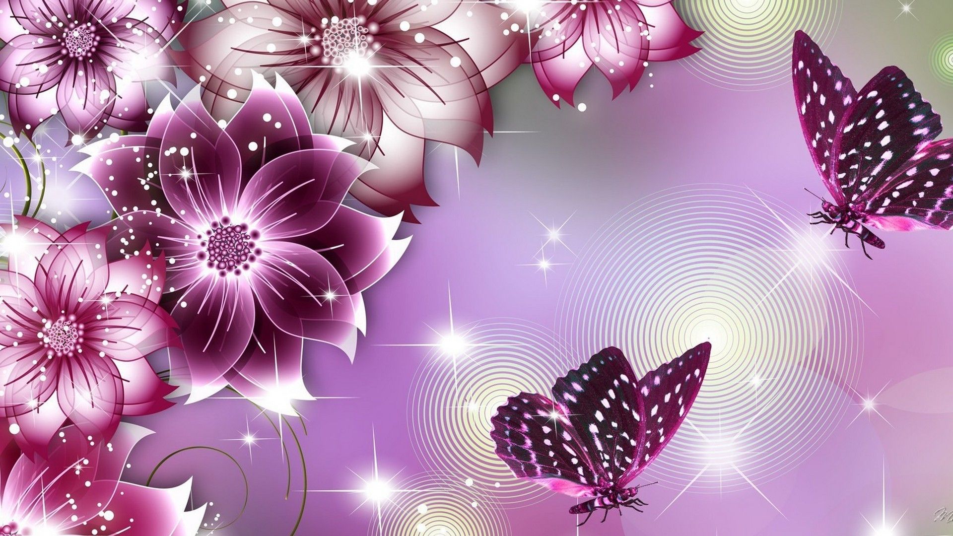 Farfalle e fiori viola, 1920x1080 Full HD 1080p, PC Desktop