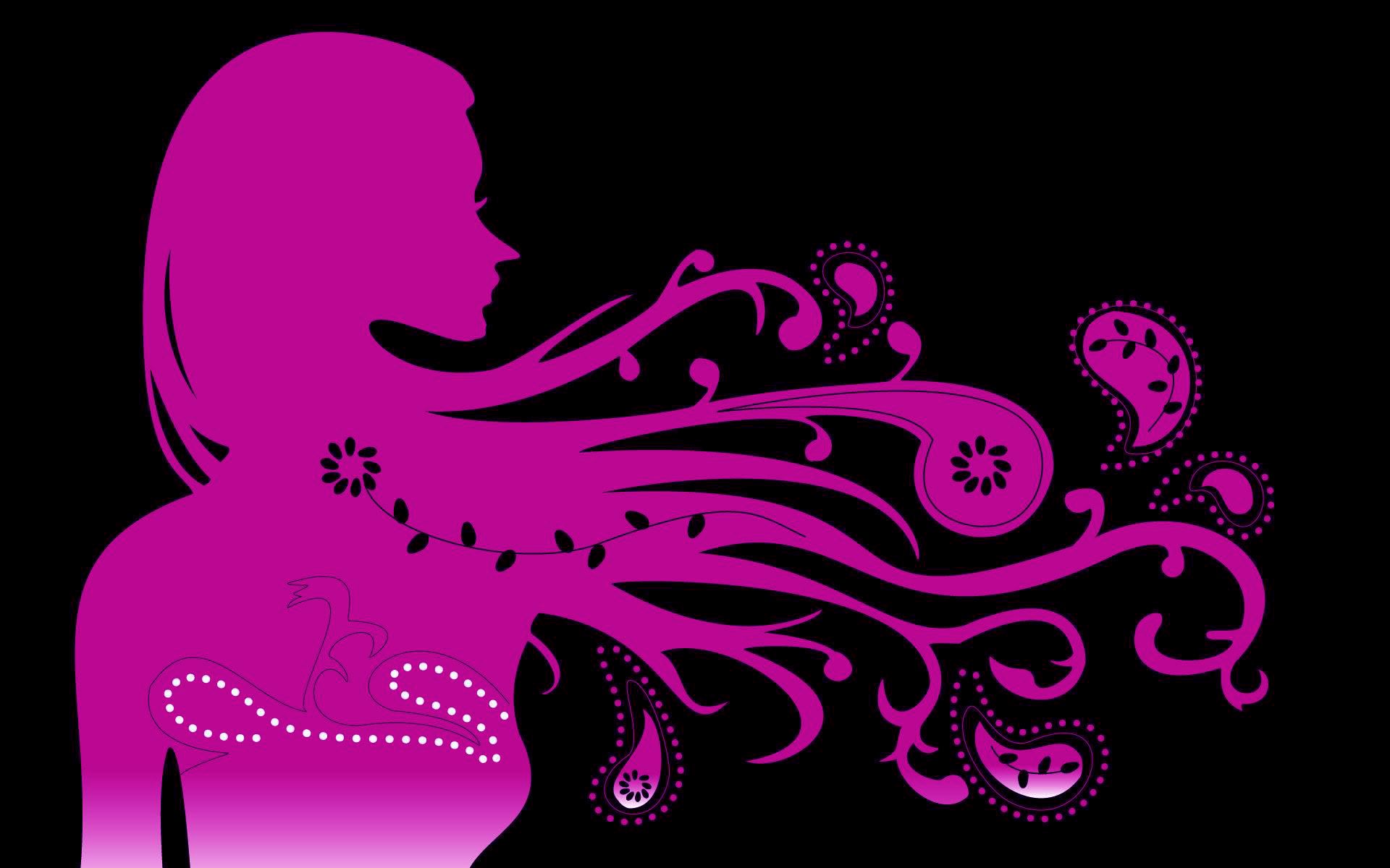 Silhouette donna capelli fucsia, 1920x1200 Full HD+, PC