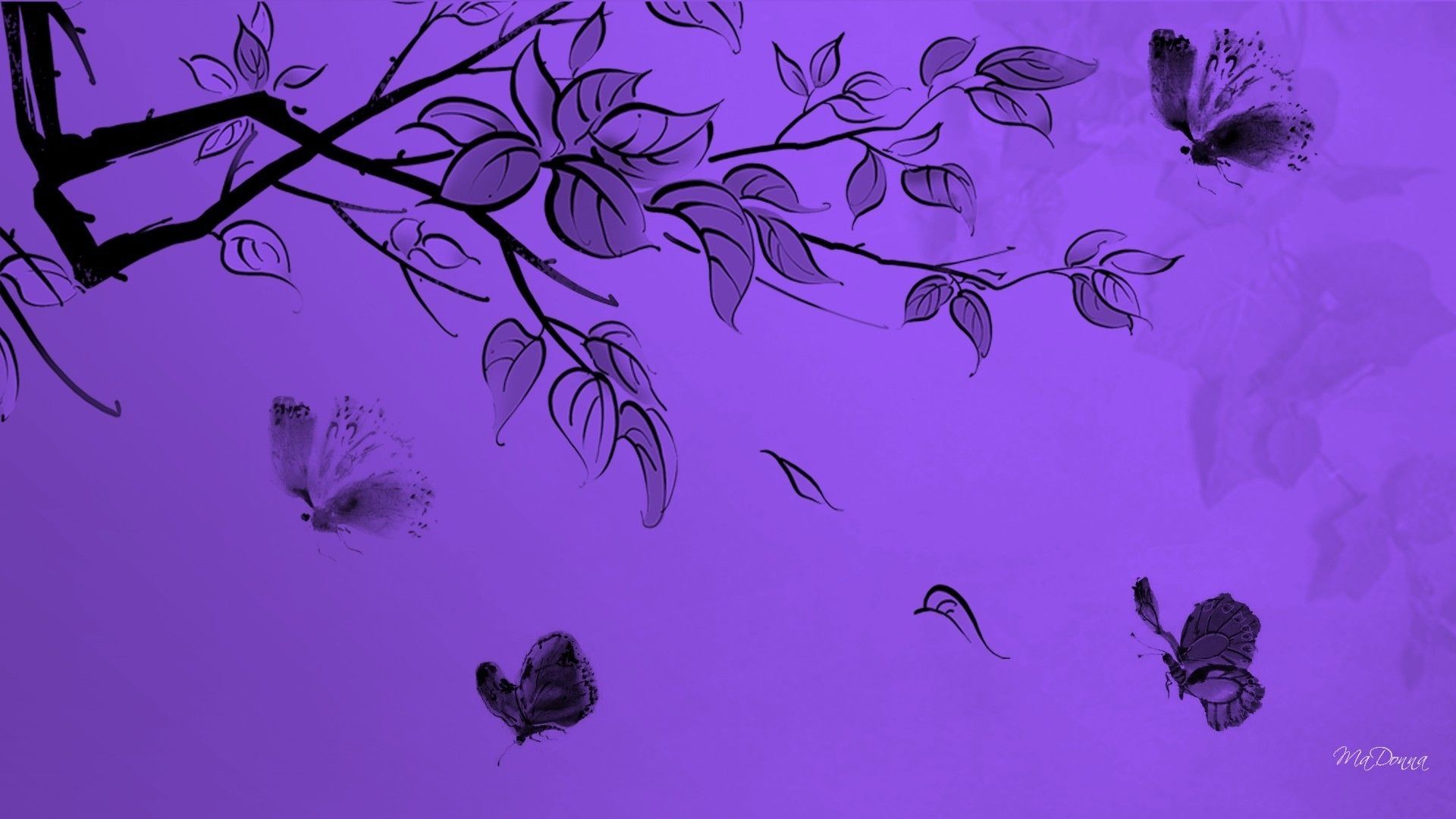 Ramo con farfalle viola, 1920x1080 Full HD, Monitor Gaming