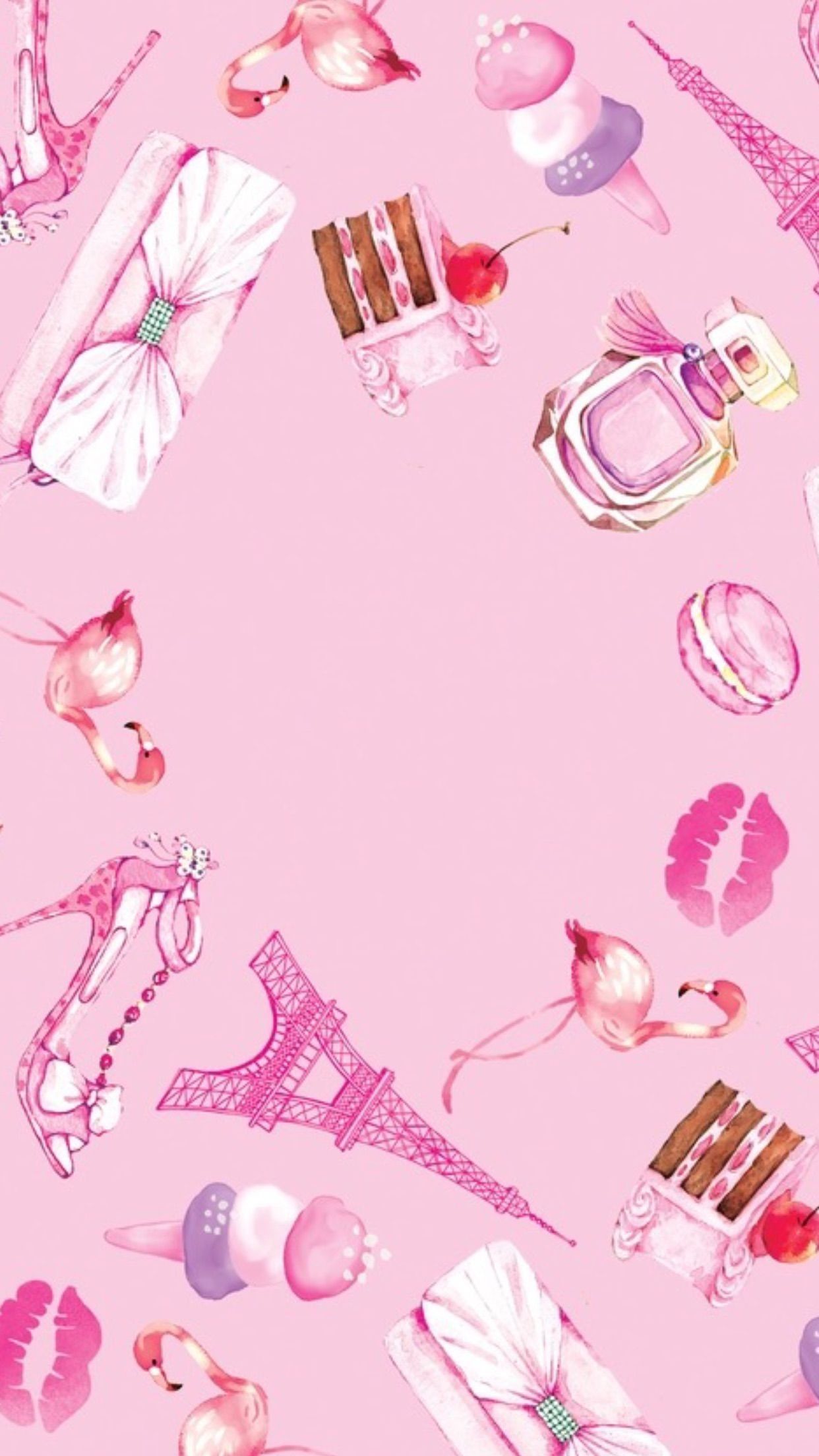 Icone femminili rosa Parigi, 1242x2208 Full HD Verticale, Smartphone