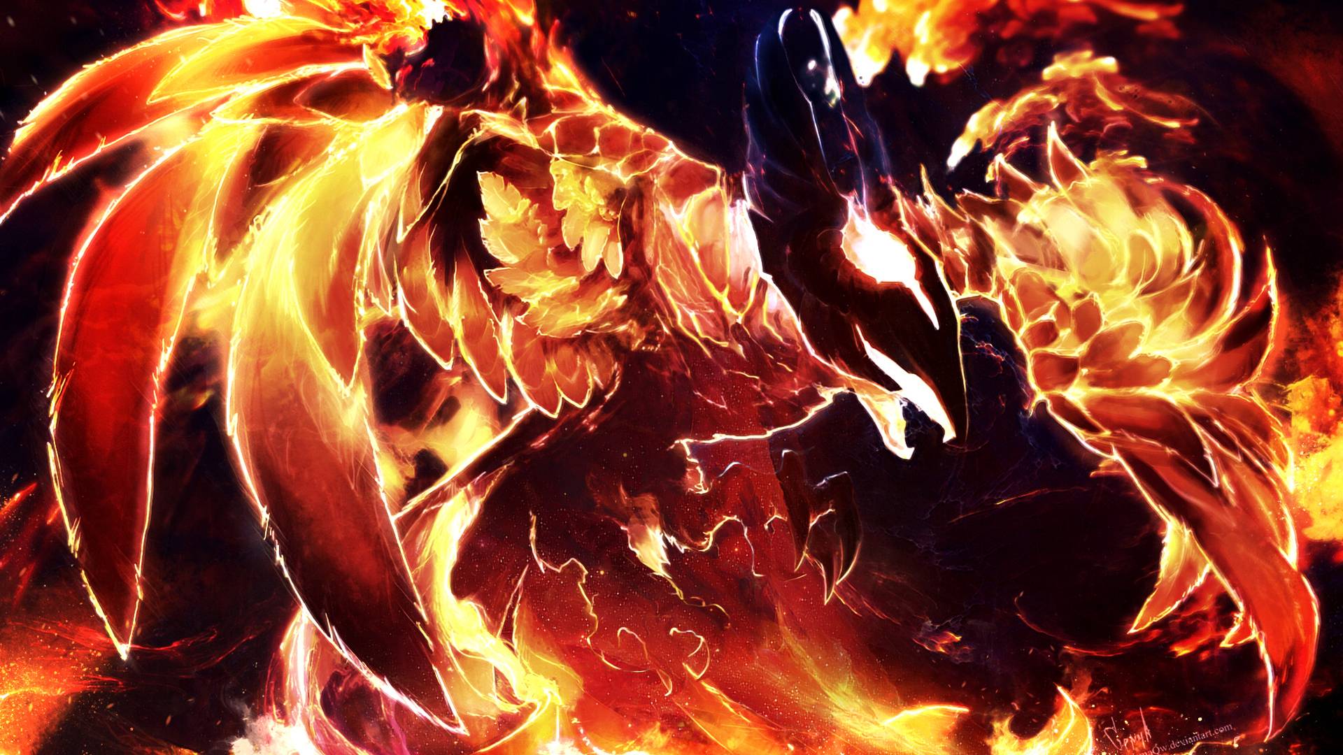 Fenice fiammeggiante fantasy, 1920x1080 Full HD, Notebook