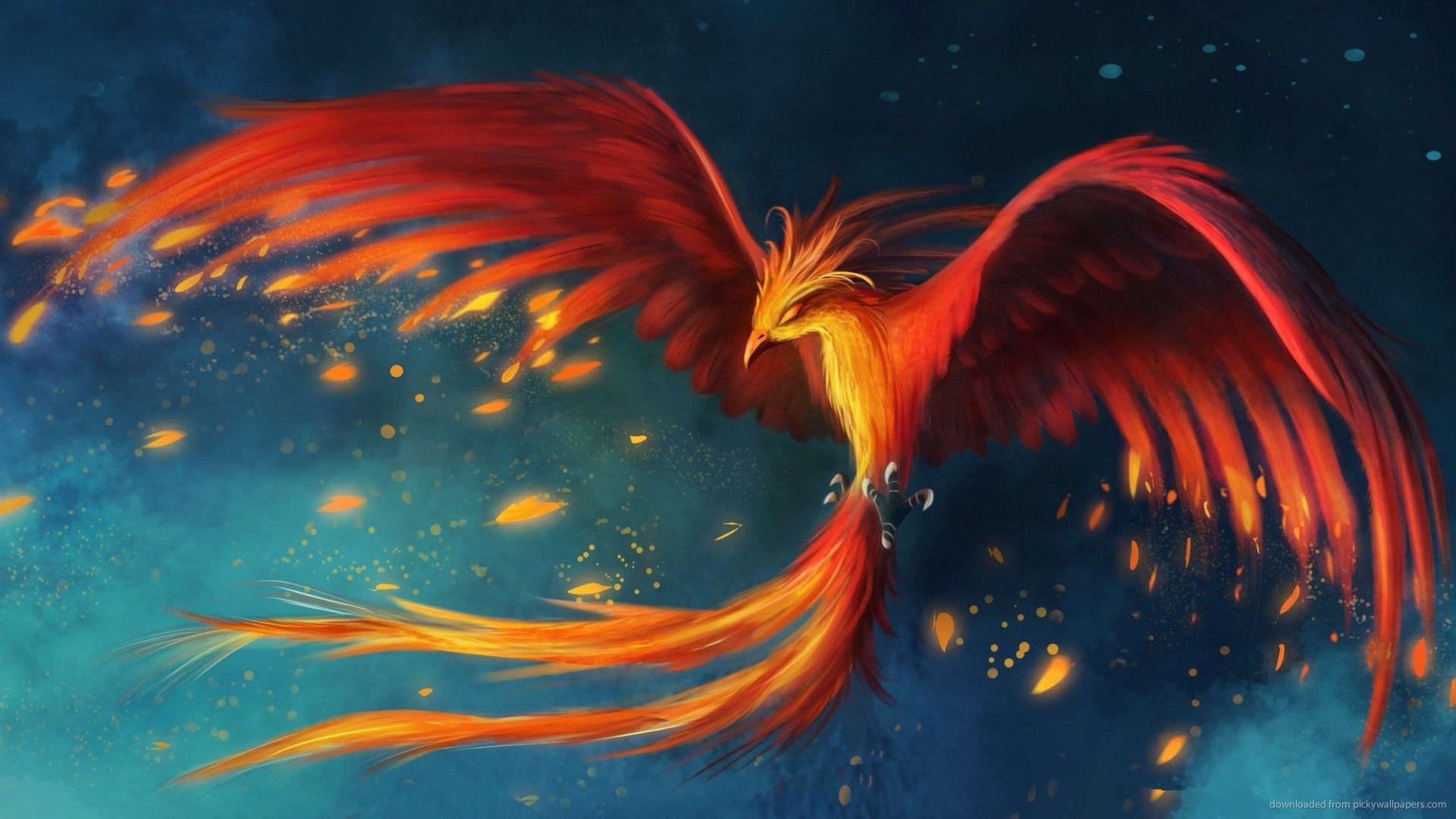 Fenice rossa in volo, 1920x1080 1080p, Dell XPS