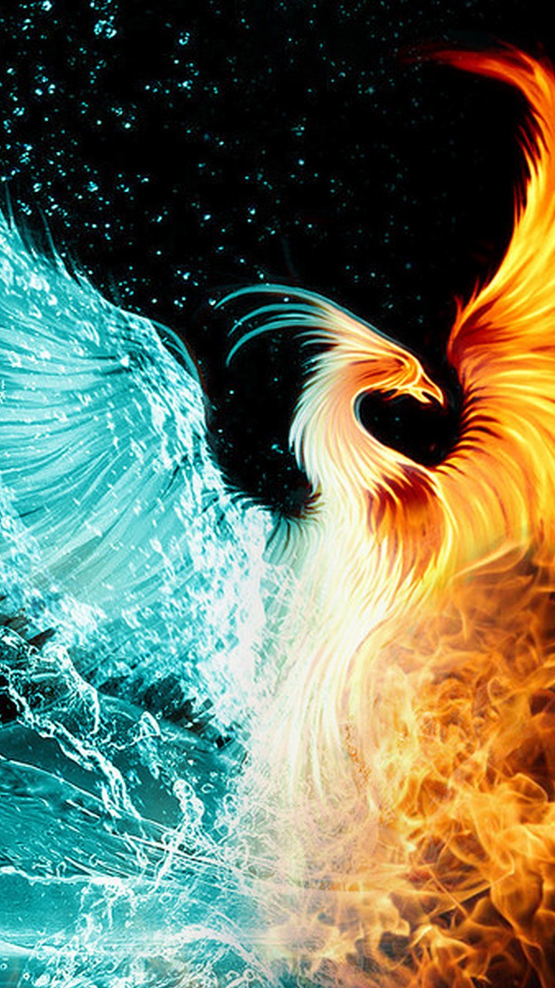 Fenice fuoco e acqua, 1080x1920 Verticale, Samsung Galaxy