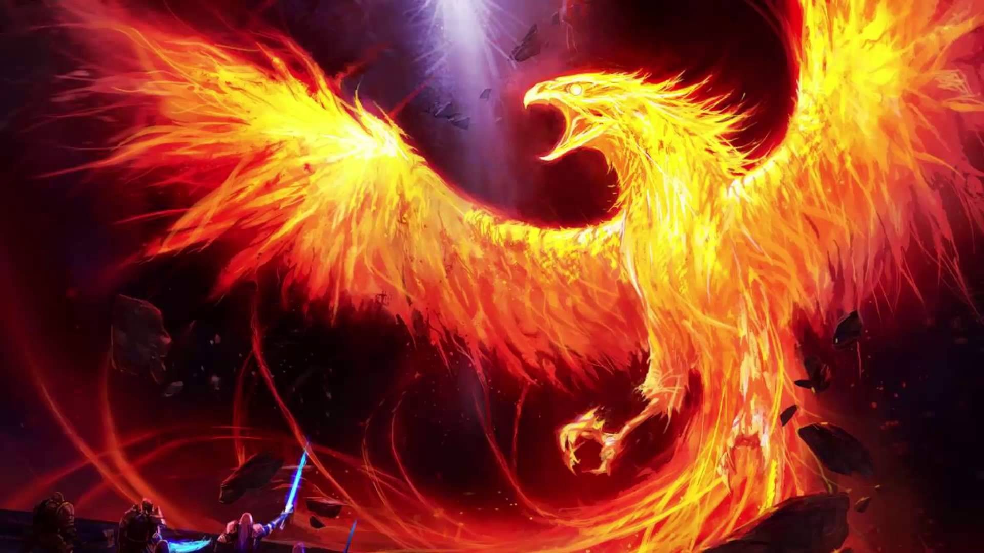 Fenice fiammeggiante ali spiegate, 1920x1080 Full HD, Desktop
