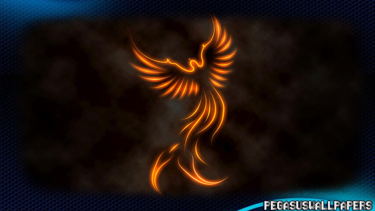 Fenice arancione fiammeggiante sfondo scuro, 1280x720 720p, iMac