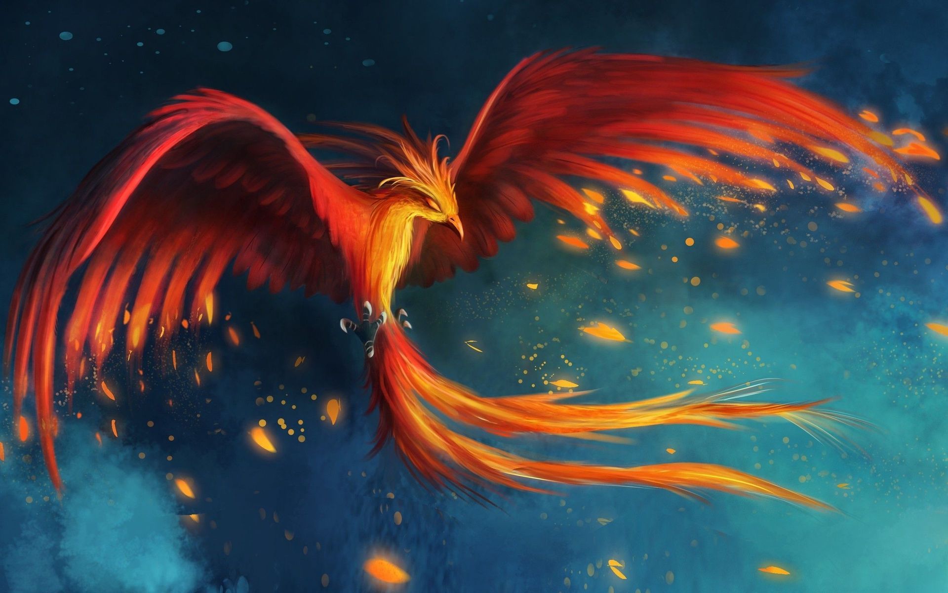 Fenice rossa in volo notturno, 1920x1200 WUXGA, PC