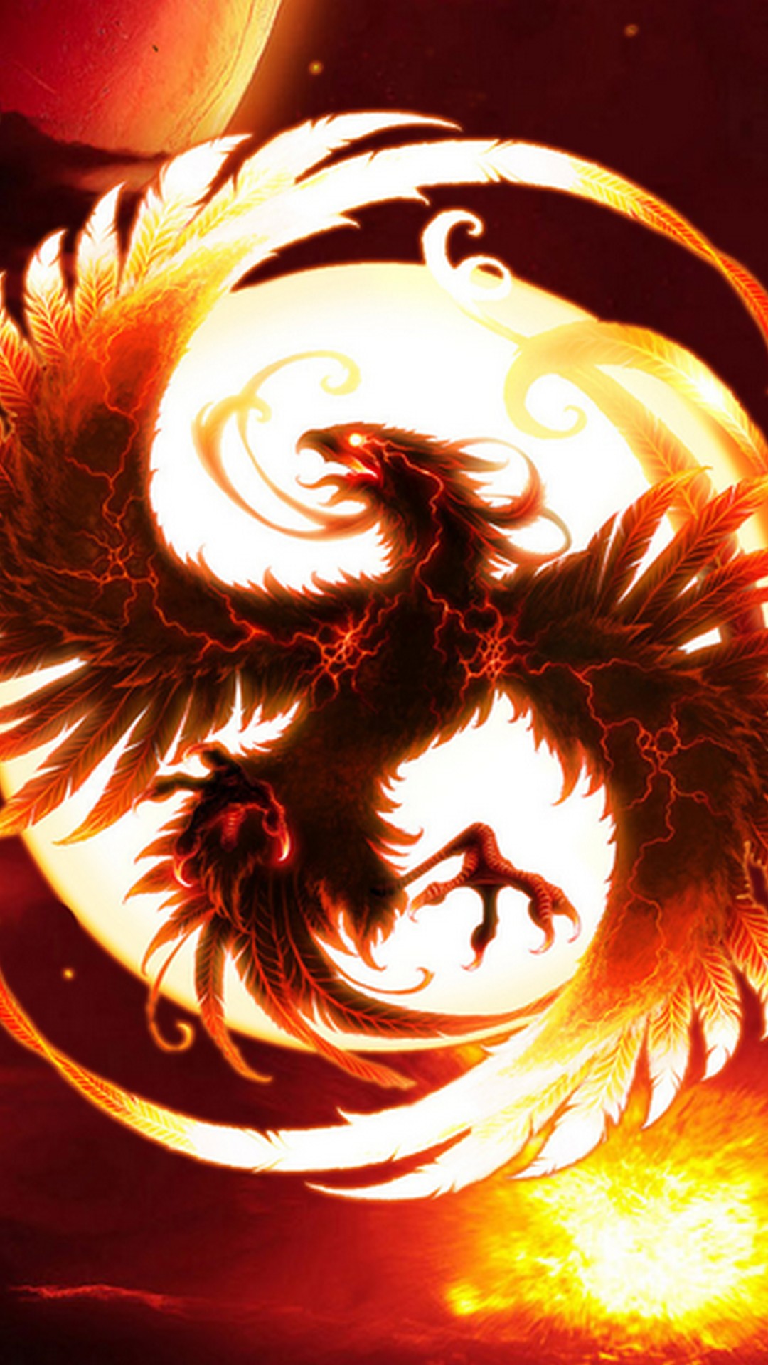 Fenice fiammeggiante arancione, 1080x1920 Full HD Verticale, Samsung Galaxy
