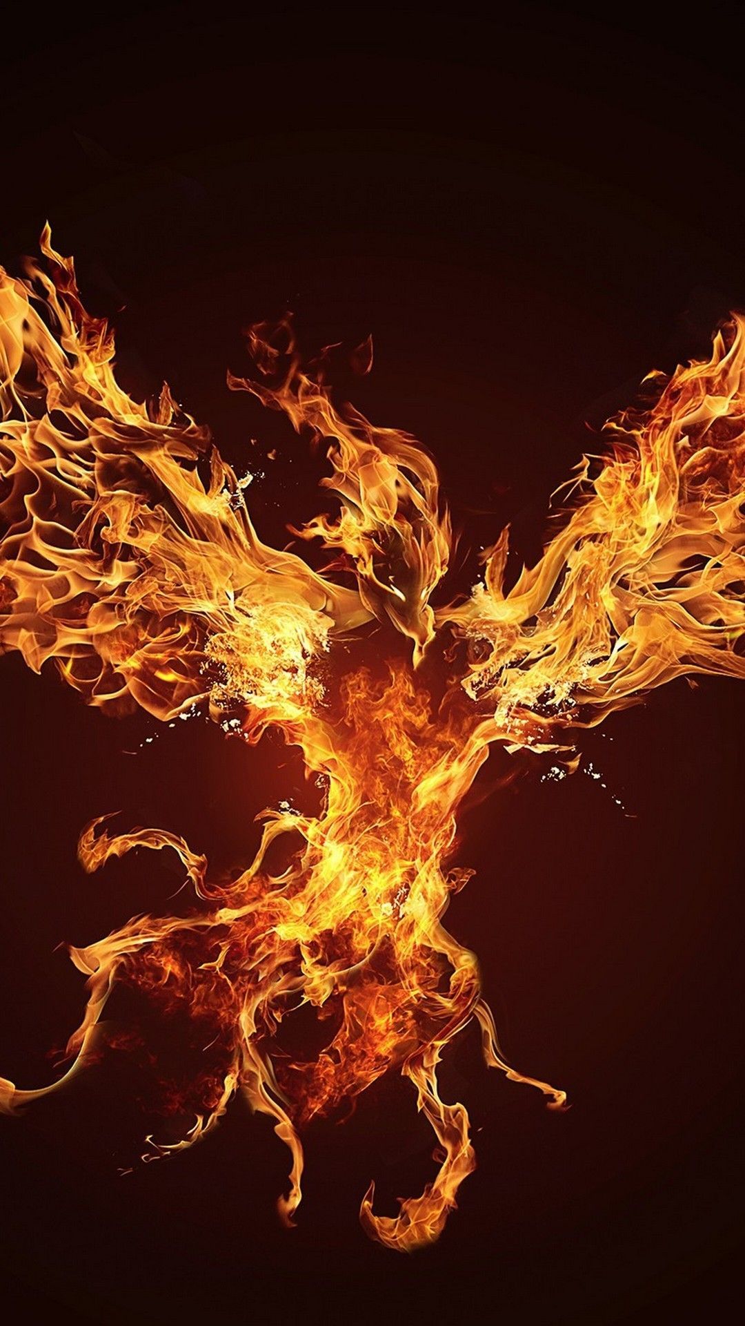 Fenice di fuoco fiamme, 1080x1920 Verticale, Telefono