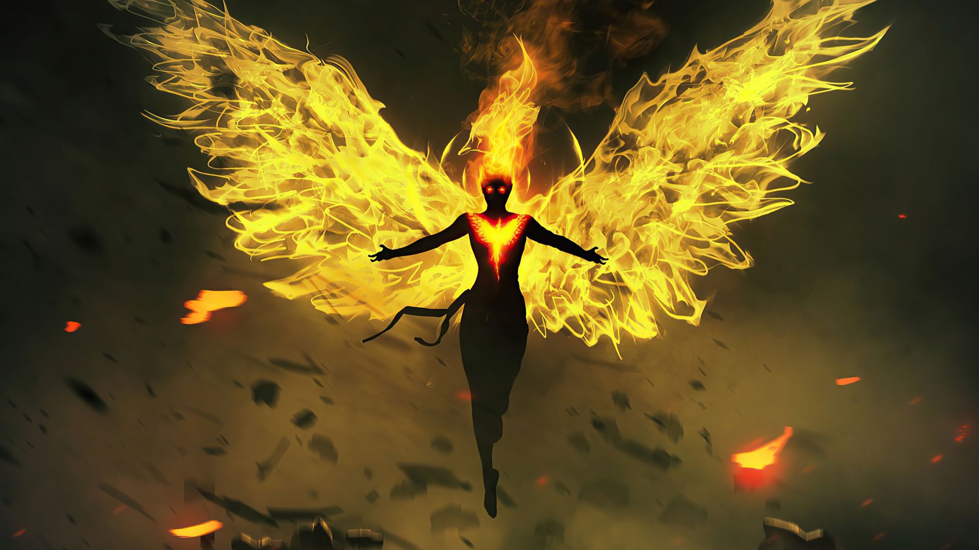 Dark Phoenix ali di fuoco, 1920x1080 Full HD 1080p, PC Desktop