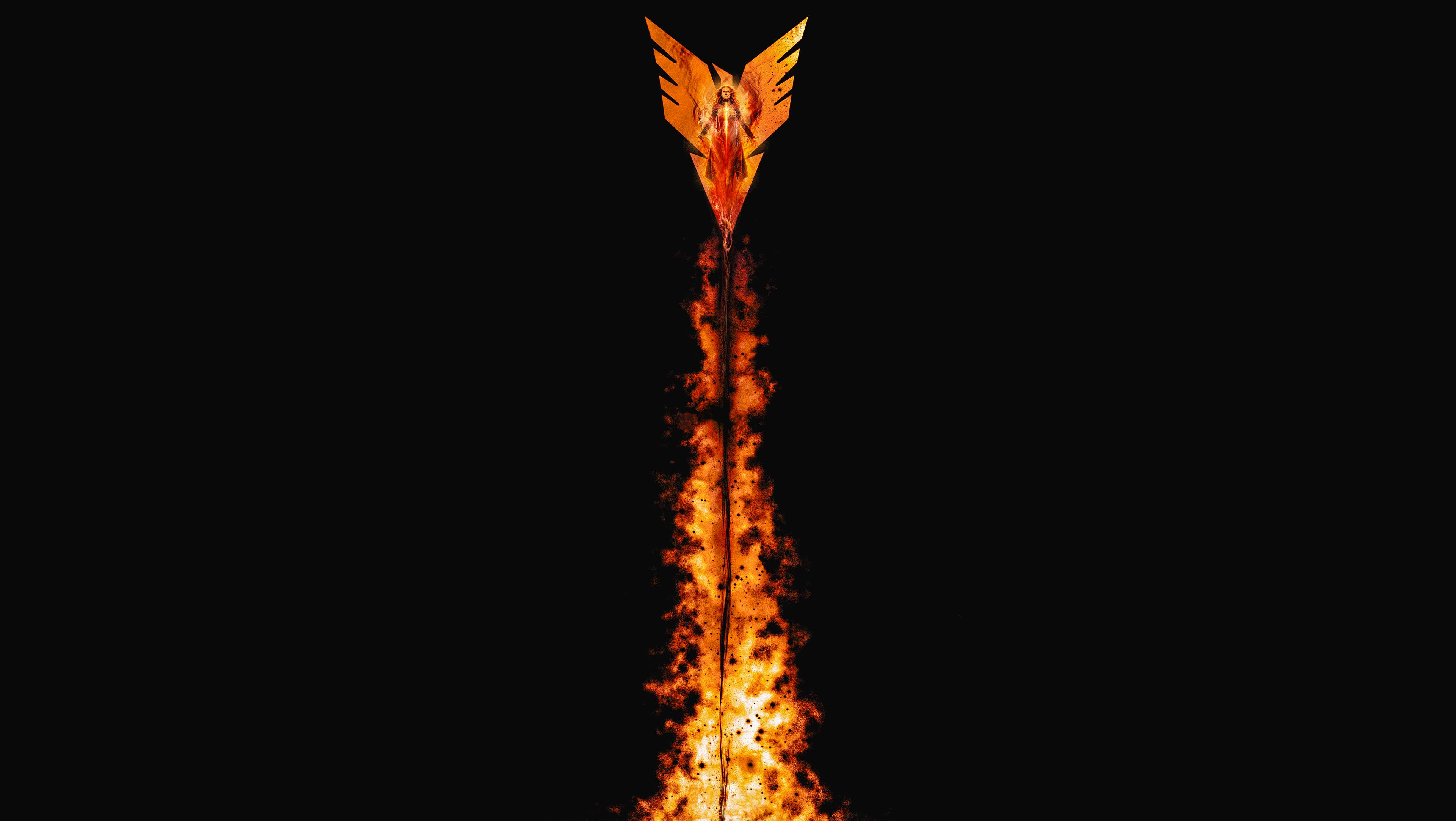 Fenice fiammeggiante su sfondo nero, 3840x2165 UHD, Monitor 4K