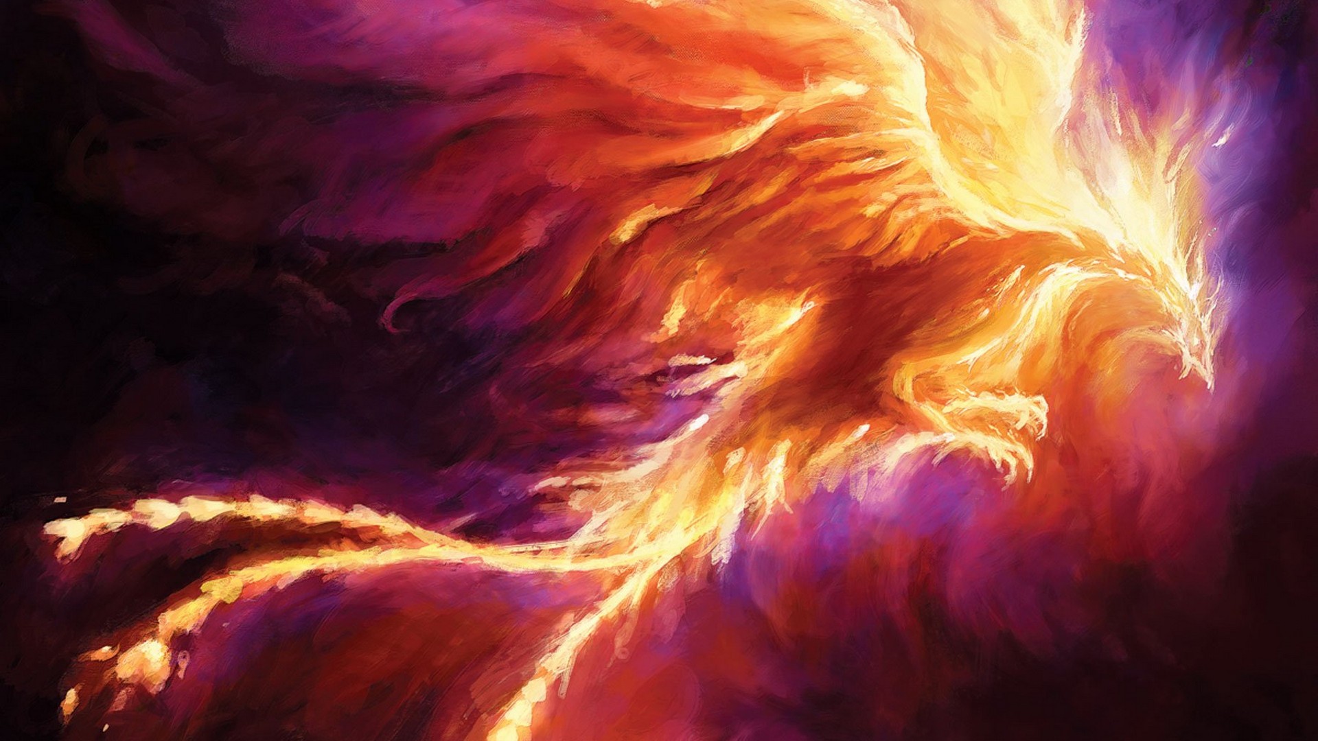 Fenice fiammeggiante arancione viola, 1920x1080 Full HD, PC Desktop