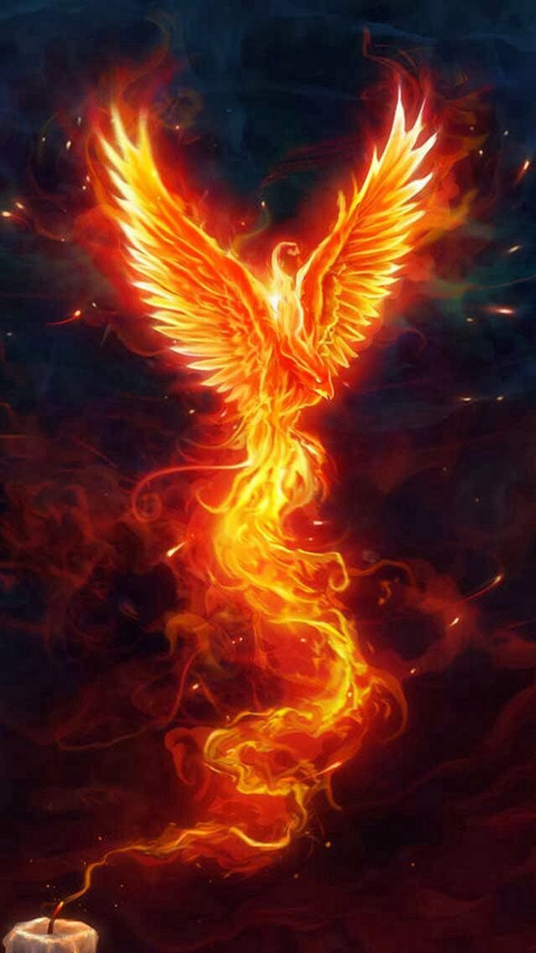 Fenice di fuoco fiamme, 1080x1920 Full HD Verticale, Smartphone