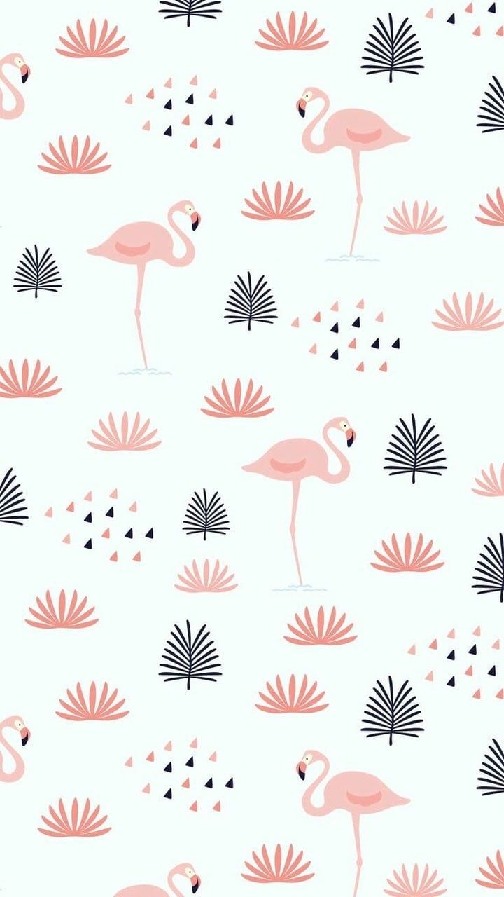 Pattern fenicotteri rosa e foglie, 720x1280 Full HD Verticale, Smartphone