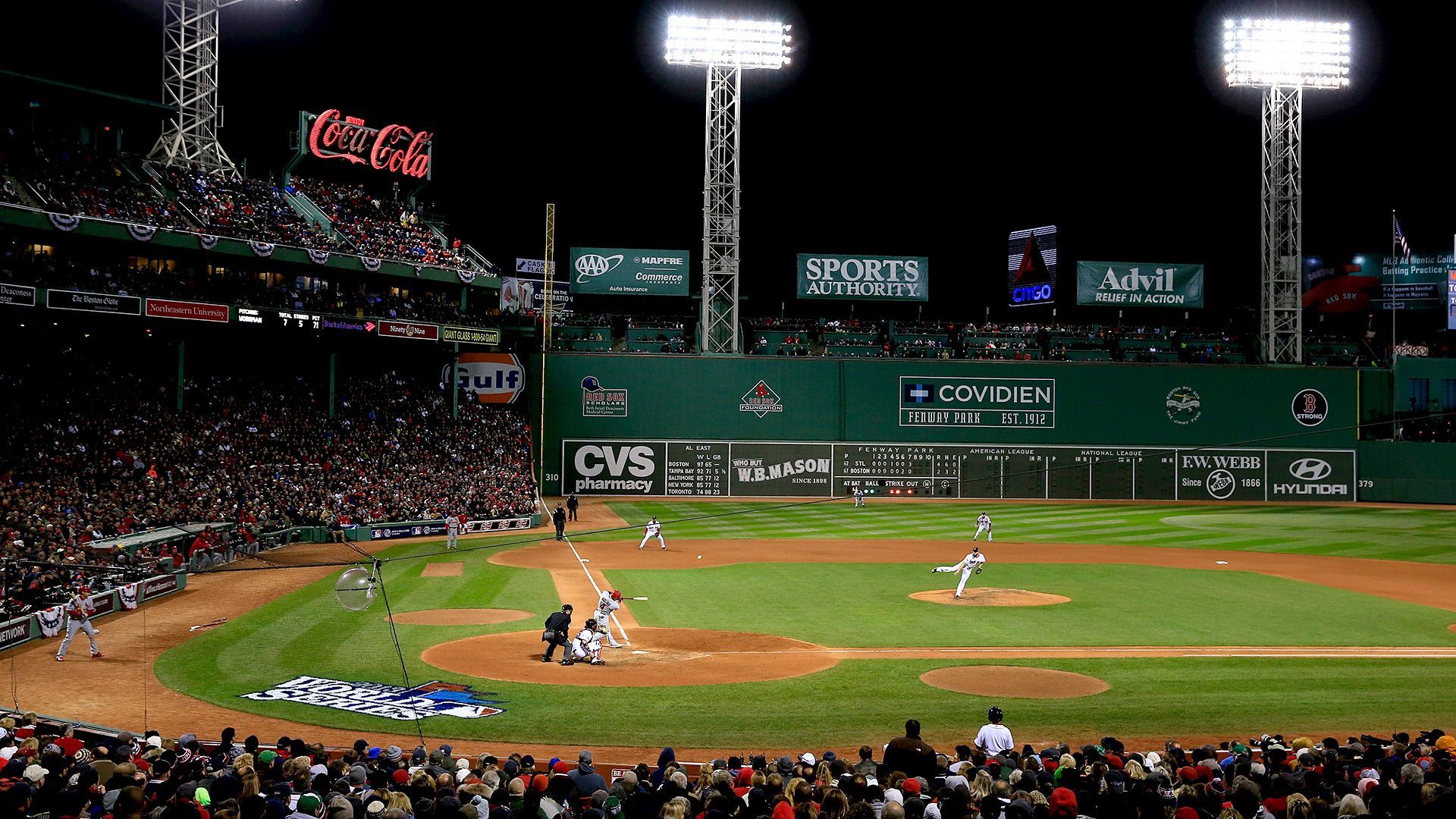 Stadio baseball Fenway Park notturno, Boston Red Sox, 1920x1080 Full HD, Desktop