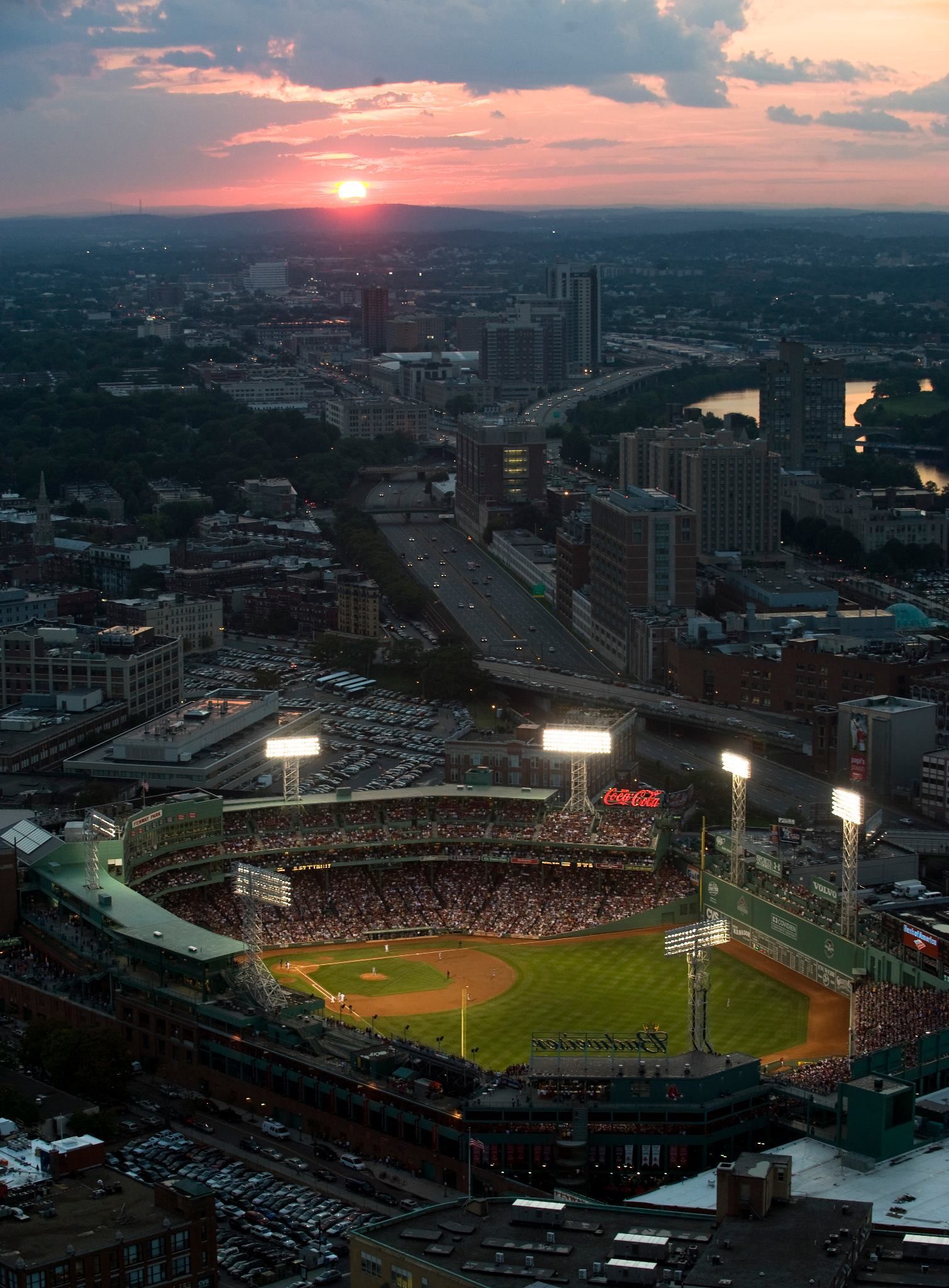 Vista aerea Fenway Park tramonto, 1509x2048 Verticale, Android