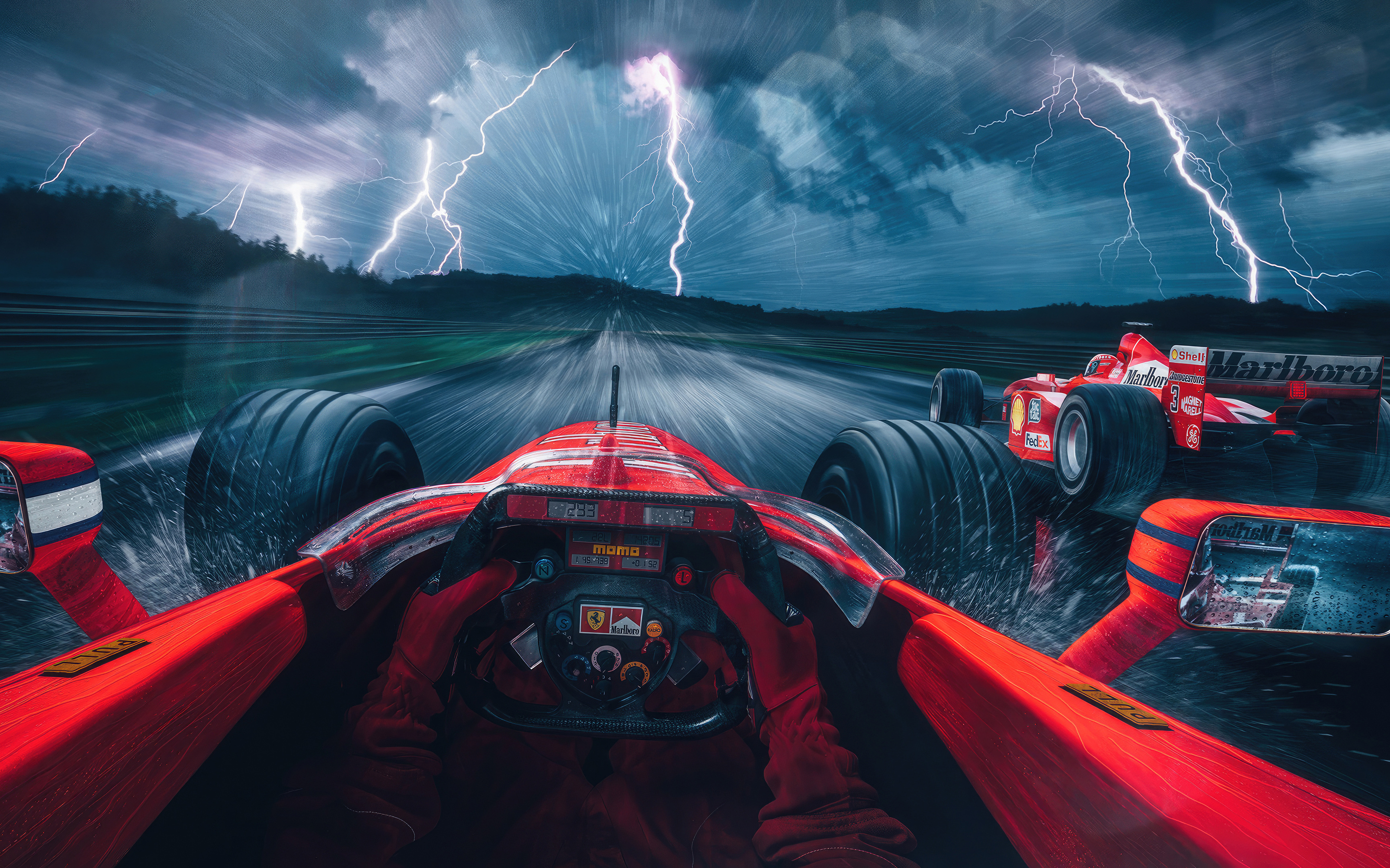 Ferrari F1 sotto tempesta fulmini, 2880x1800 WQXGA, MacBook Pro