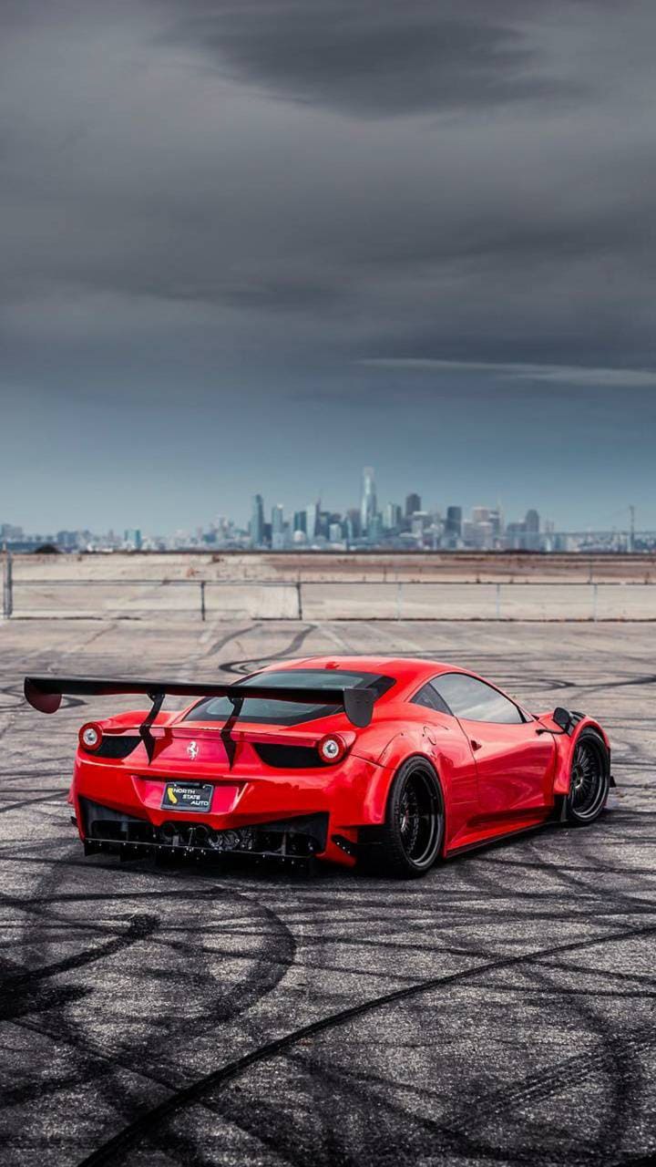 Ferrari rossa con skyline, 720x1280 Verticale, Telefono