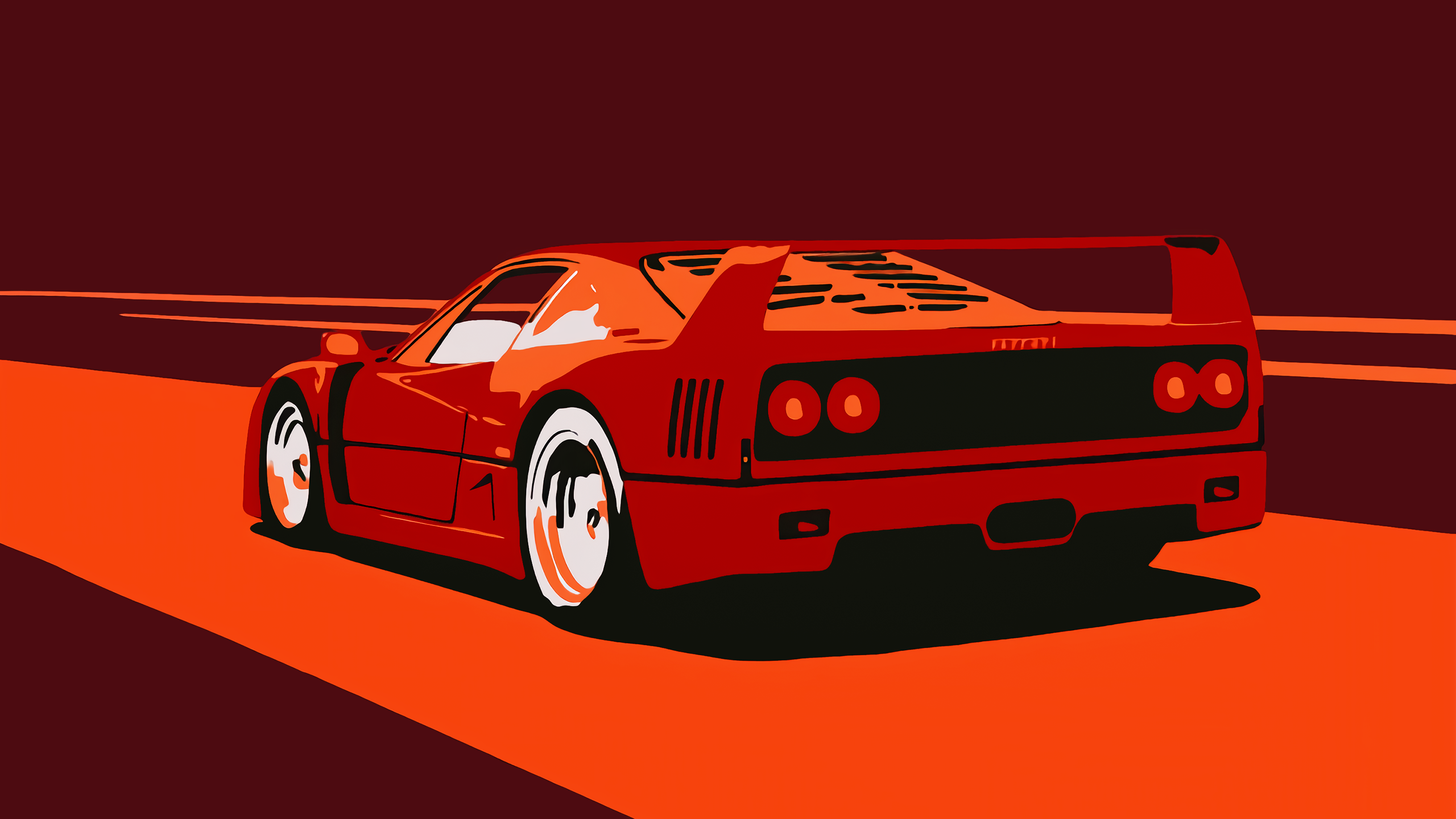Ferrari F40 minimalista rossa, Maranello, 2560x1440 QHD, Laptop