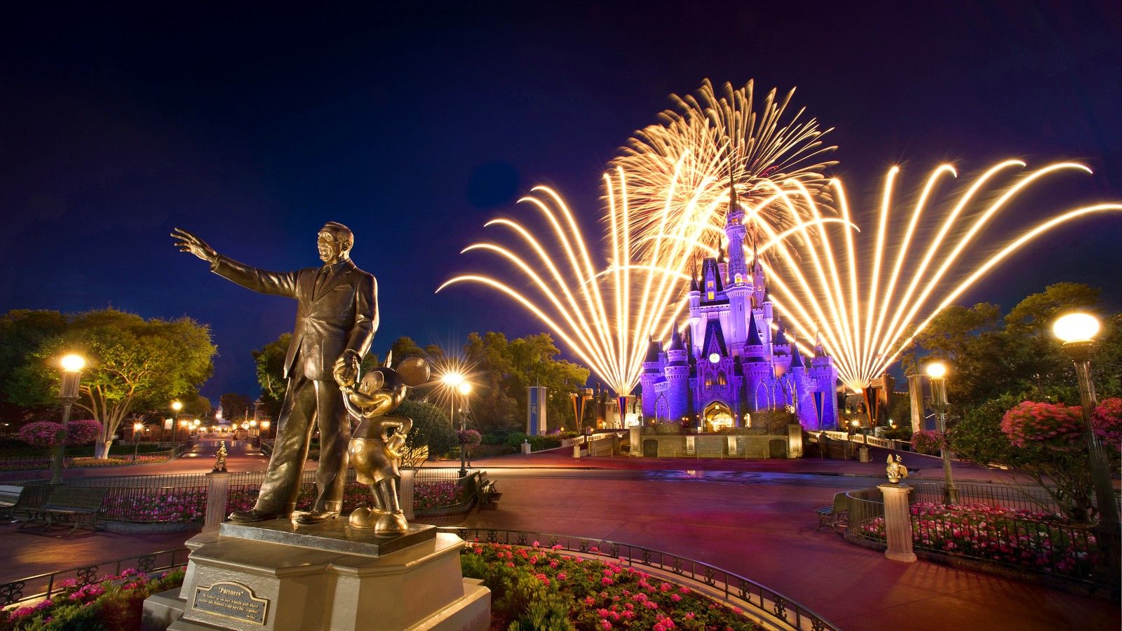 Castello Disney fuochi d'artificio, 1600x900 HD Ready, PC Desktop