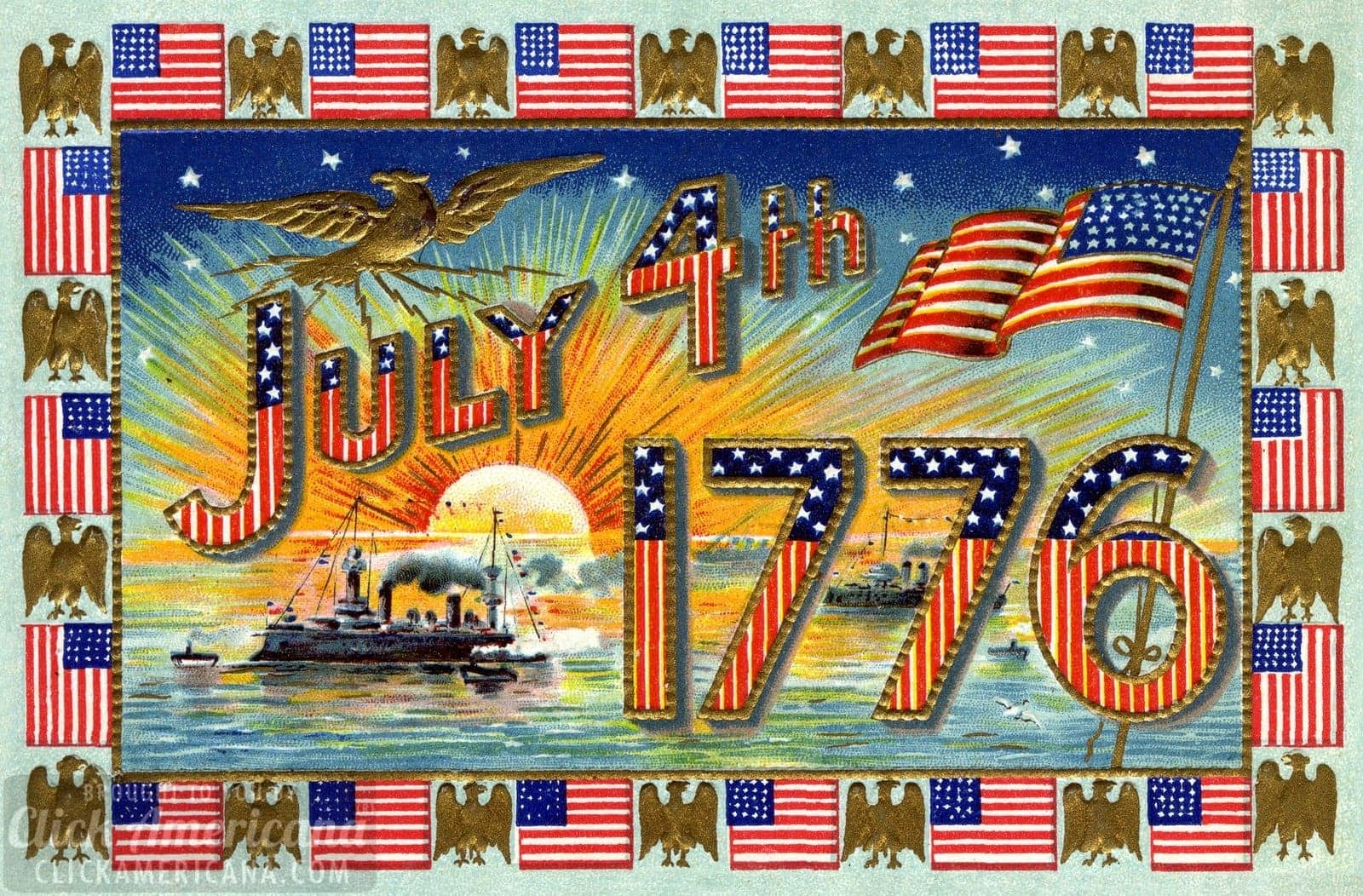 Cartolina vintage July 4th 1776, 1600x1052 900p, Desktop