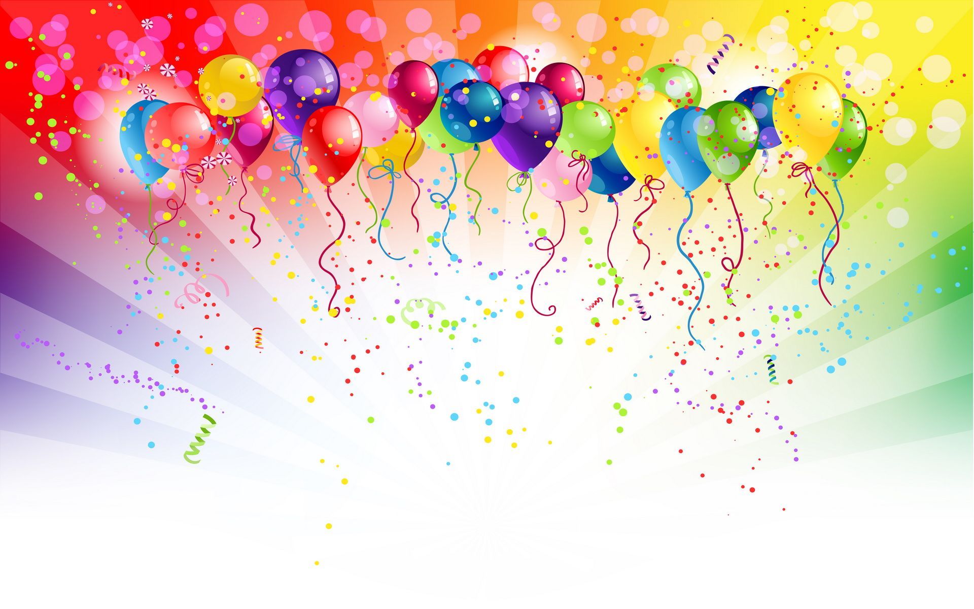 Palloncini colorati con coriandoli arcobaleno, 1920x1200 Full HD+, PC
