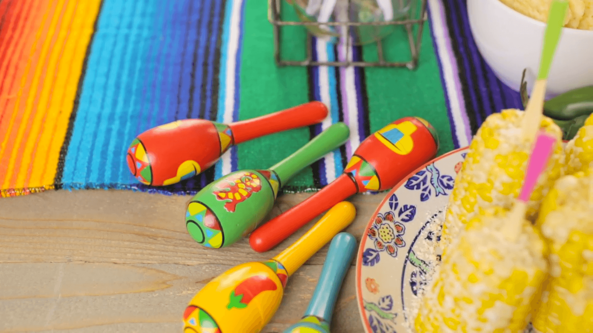 Maracas colorate e tortillas messicane, 1920x1080 Full HD, PC Desktop