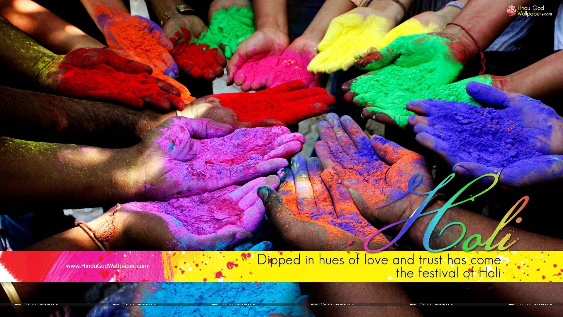 Mani con polveri colorate Holi, 1920x1080 Full HD, PC