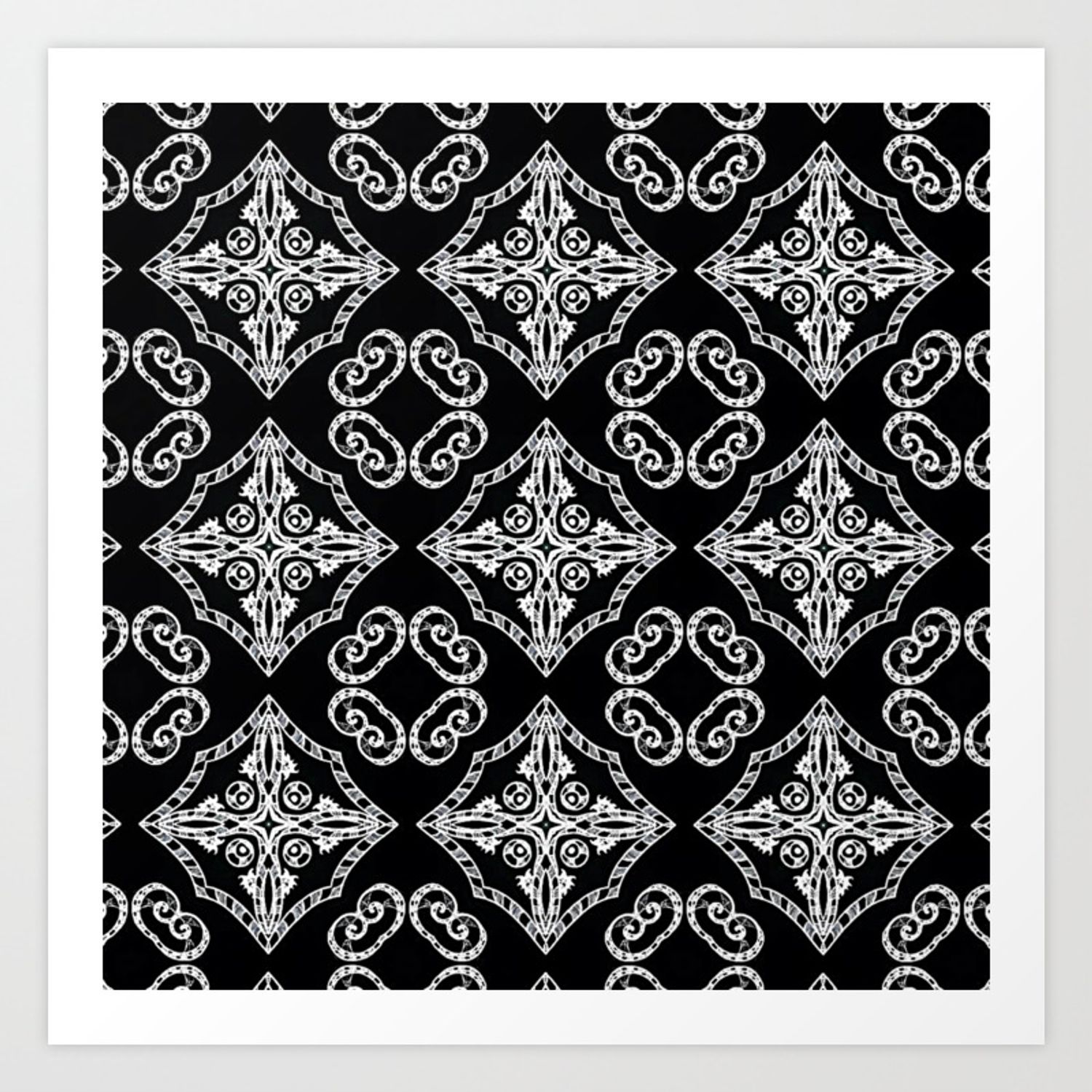 Pattern gotico ornamentale bianco nero, 1500x1500 720p, PC