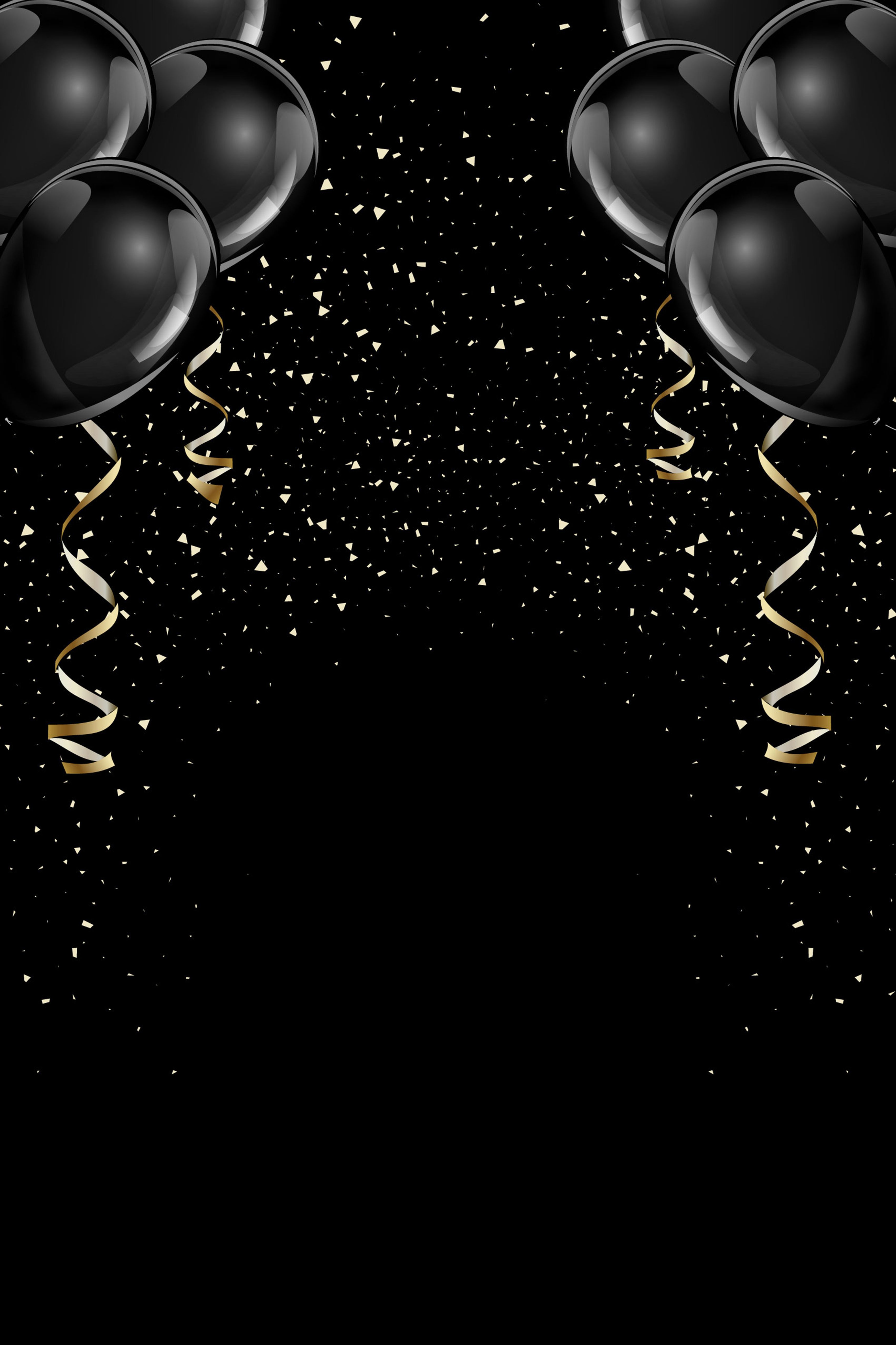 Palloncini neri e coriandoli, 3500x5251 Verticale, Mobile